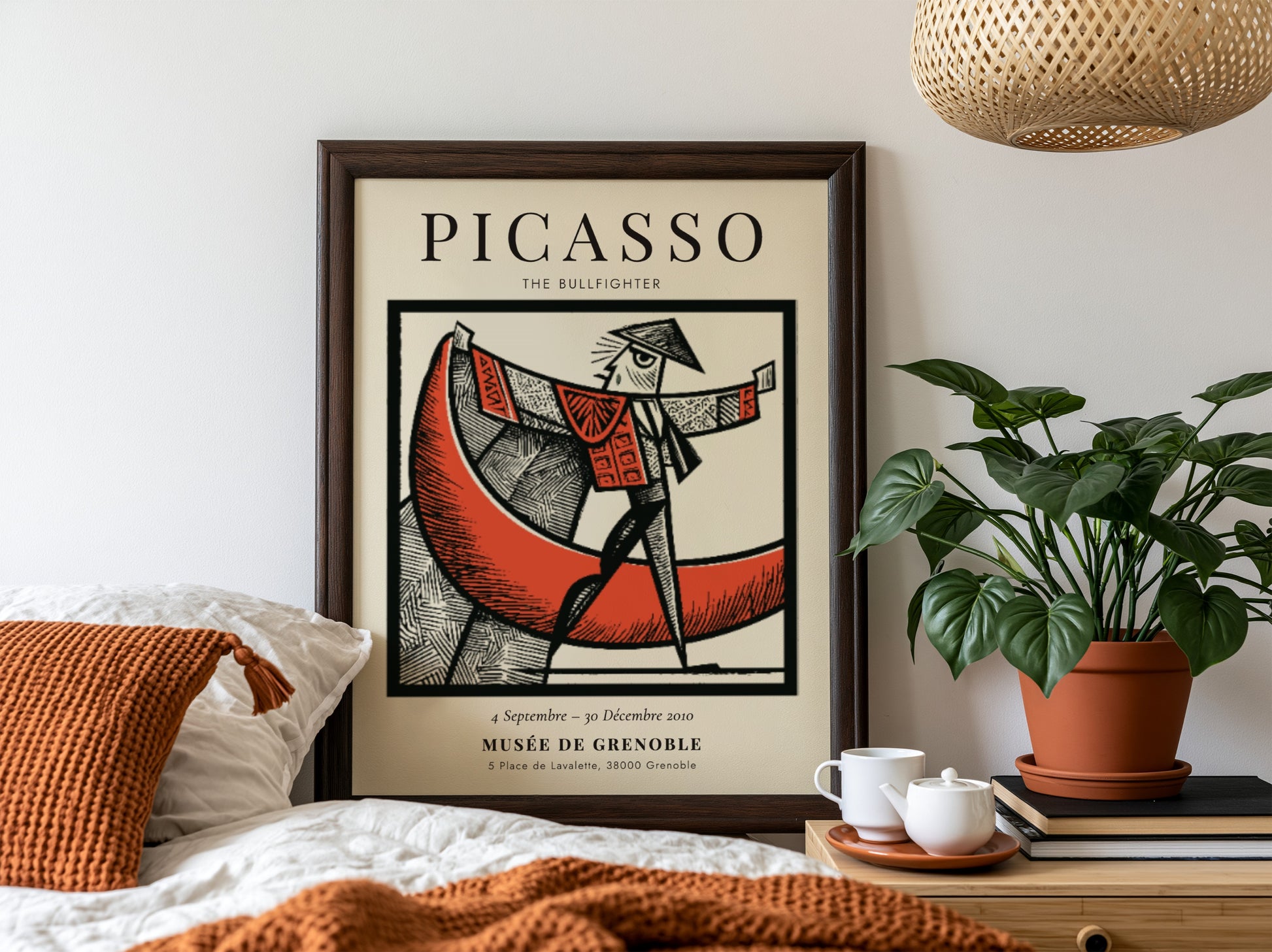 Picasso inspired poster featuring The Bullfighter in bold colors and modern style