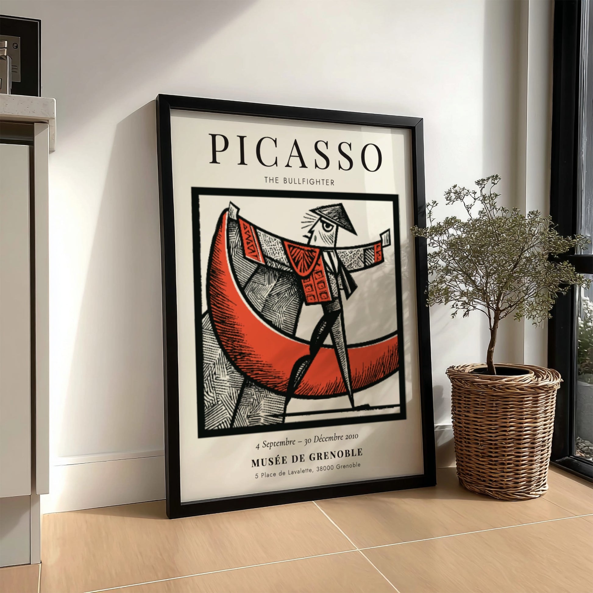 Picasso inspired poster featuring The Bullfighter in bold colors and modern style