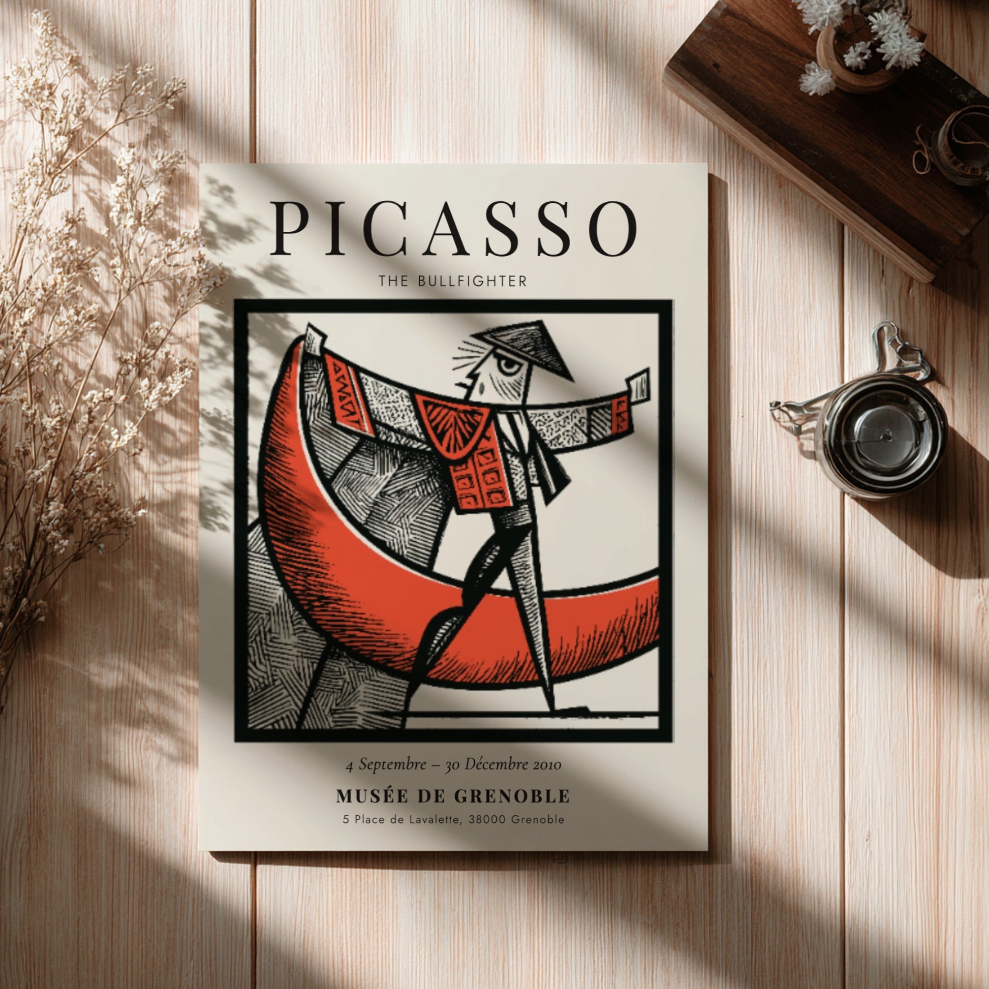 Picasso inspired poster featuring The Bullfighter in bold colors and modern style