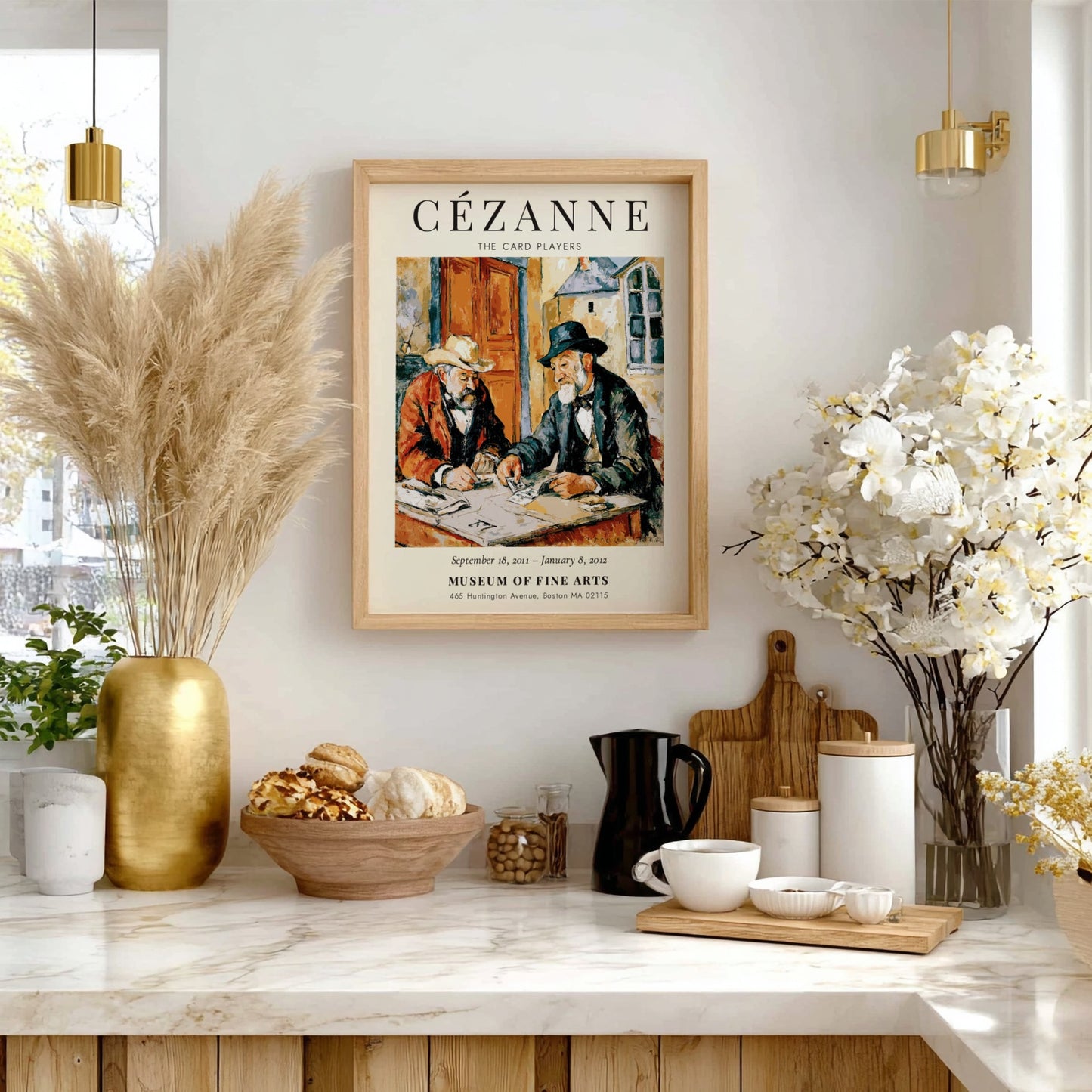 Cézanne Exhibition Poster featuring The Card Players with warm colors and expressive figures