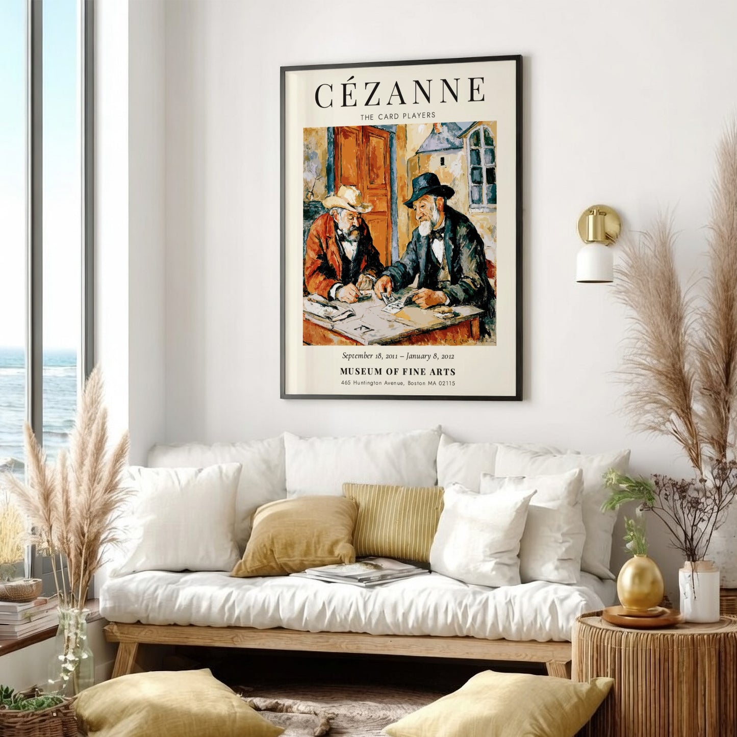 Cézanne Exhibition Poster featuring The Card Players with warm colors and expressive figures