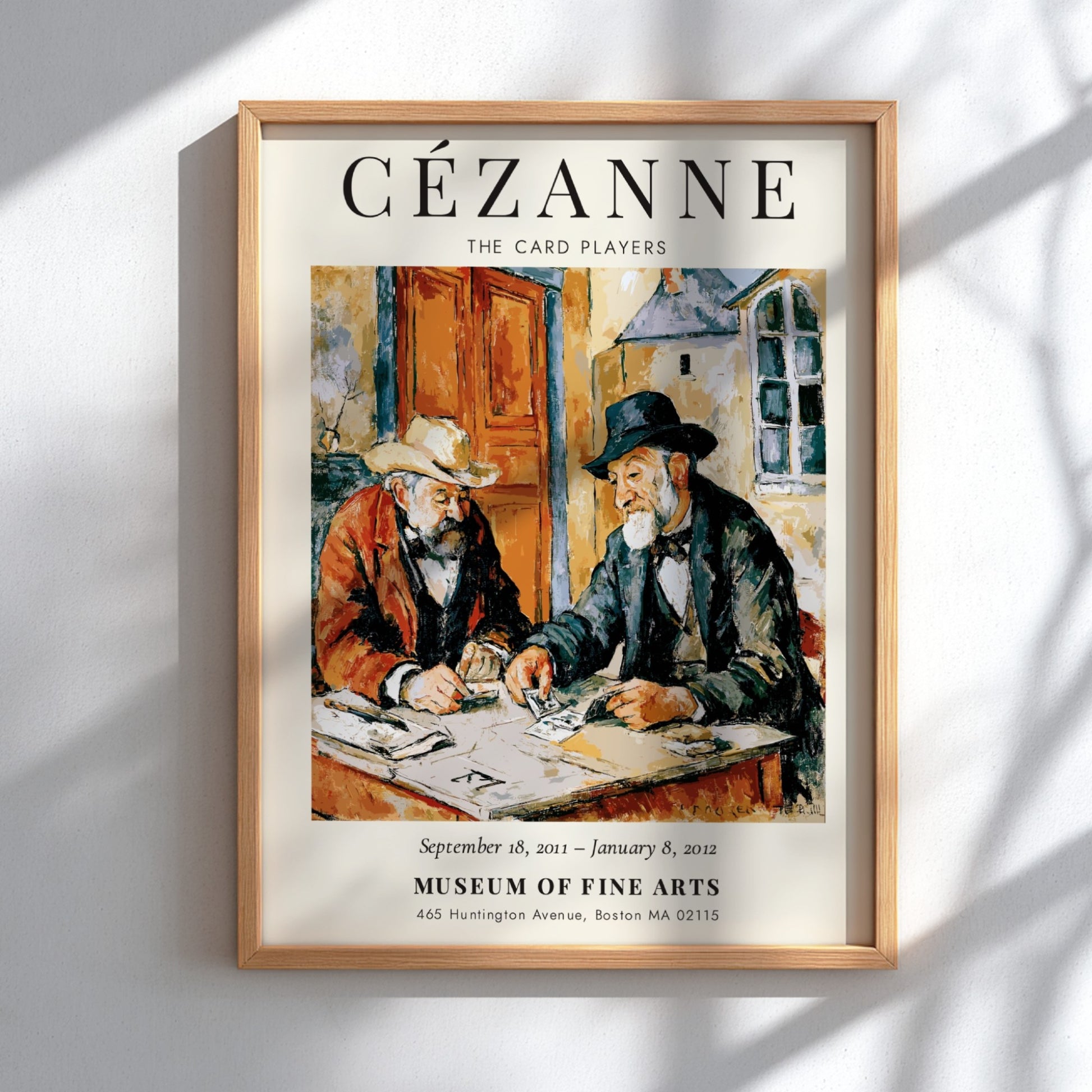 Cézanne Exhibition Poster featuring The Card Players with warm colors and expressive figures
