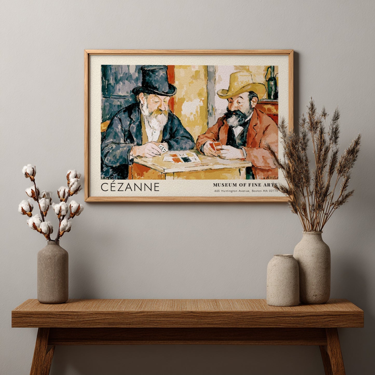 Wall art poster of Cézanne’s The Card Players featuring two men playing cards together