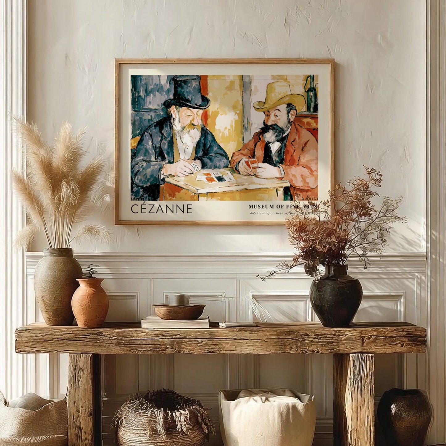 Wall art poster of Cézanne’s The Card Players featuring two men playing cards together