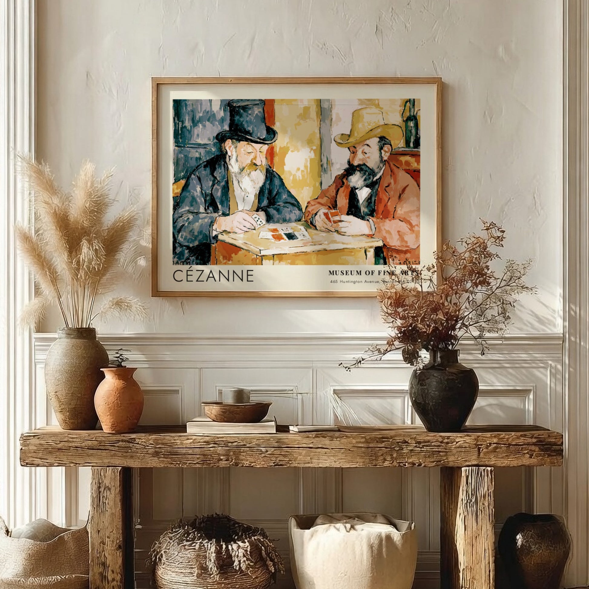 Wall art poster of Cézanne’s The Card Players featuring two men playing cards together