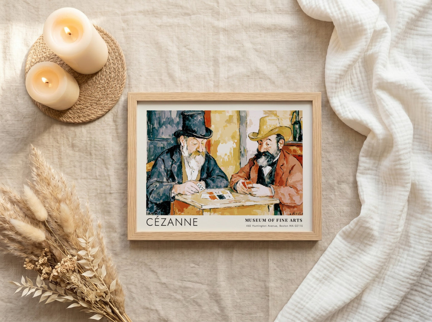 Wall art poster of Cézanne’s The Card Players featuring two men playing cards together