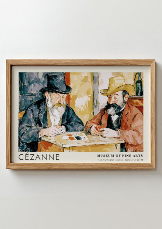 Wall art poster of Cézanne’s The Card Players featuring two men playing cards together