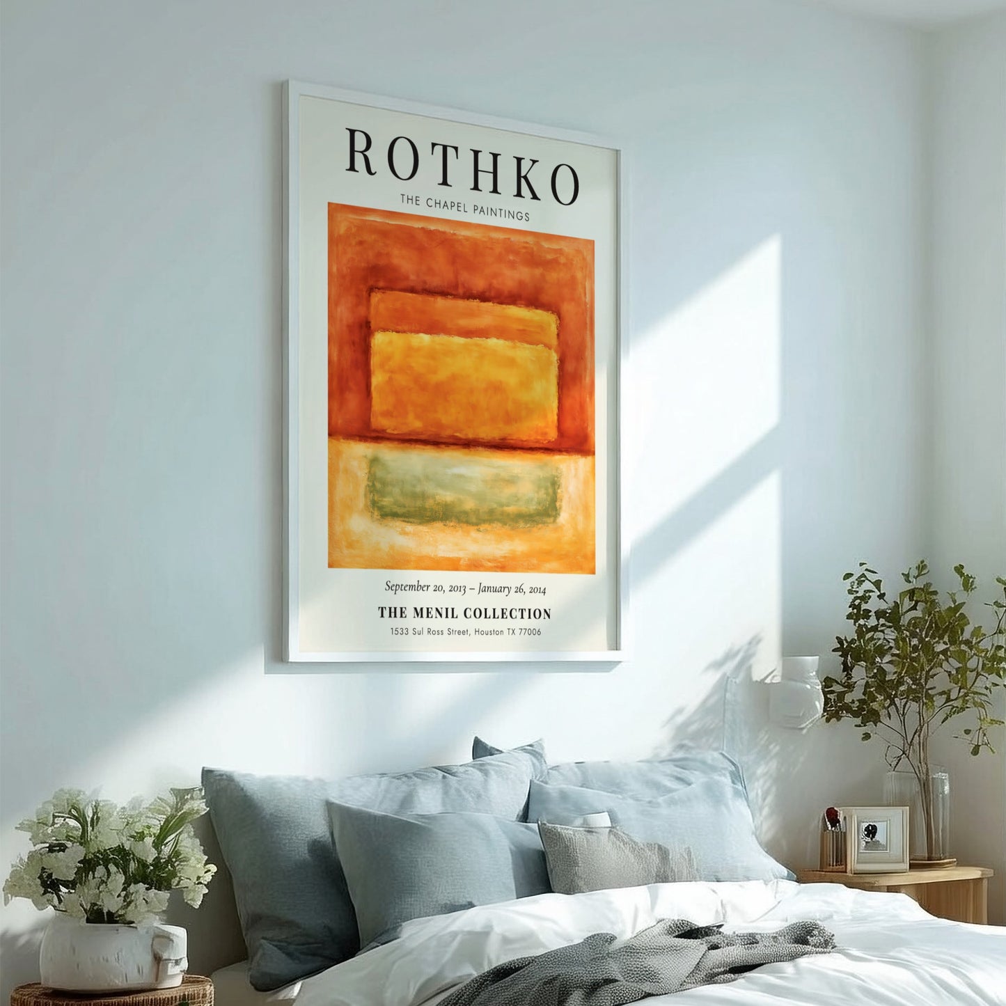 Wall art poster featuring Mark Rothko The Chapel Paintings with orange and green blocks