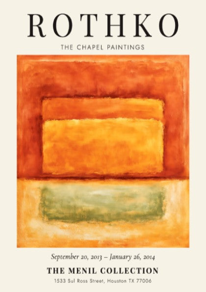 Wall art poster featuring Mark Rothko The Chapel Paintings with orange and green blocks