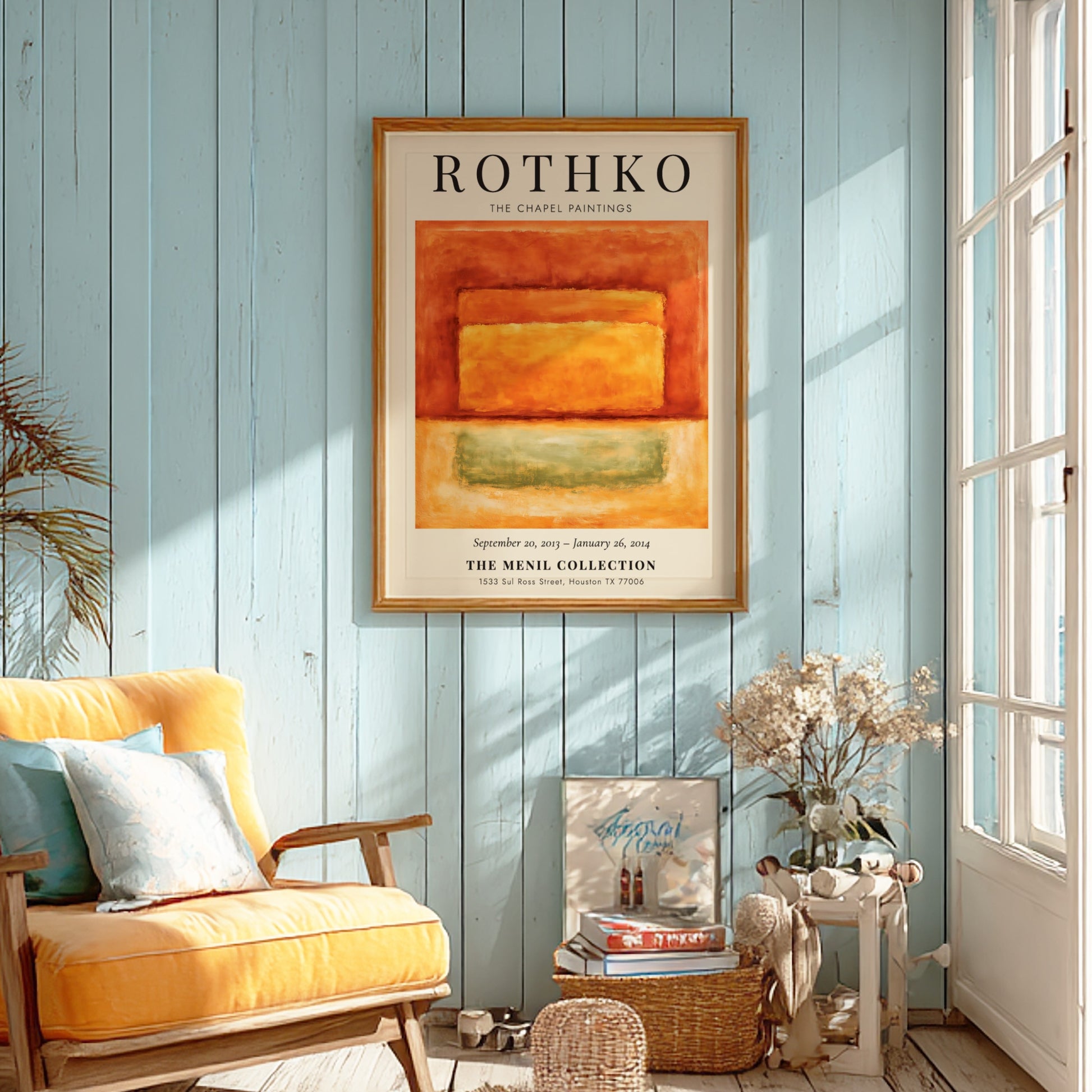 Wall art poster featuring Mark Rothko The Chapel Paintings with orange and green blocks