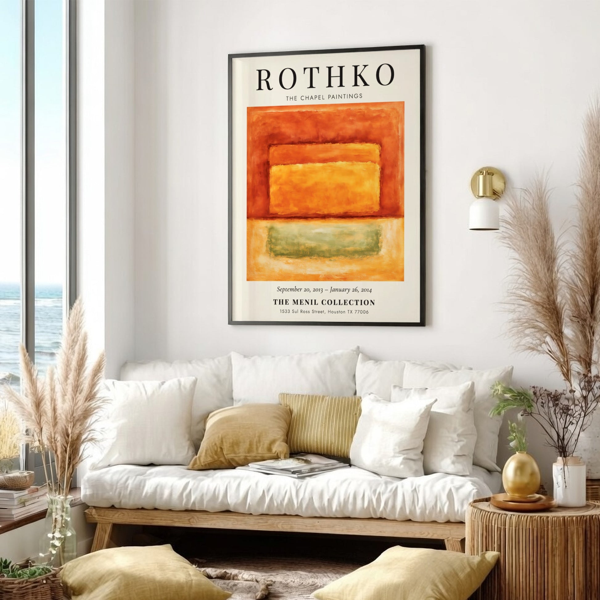 Wall art poster featuring Mark Rothko The Chapel Paintings with orange and green blocks