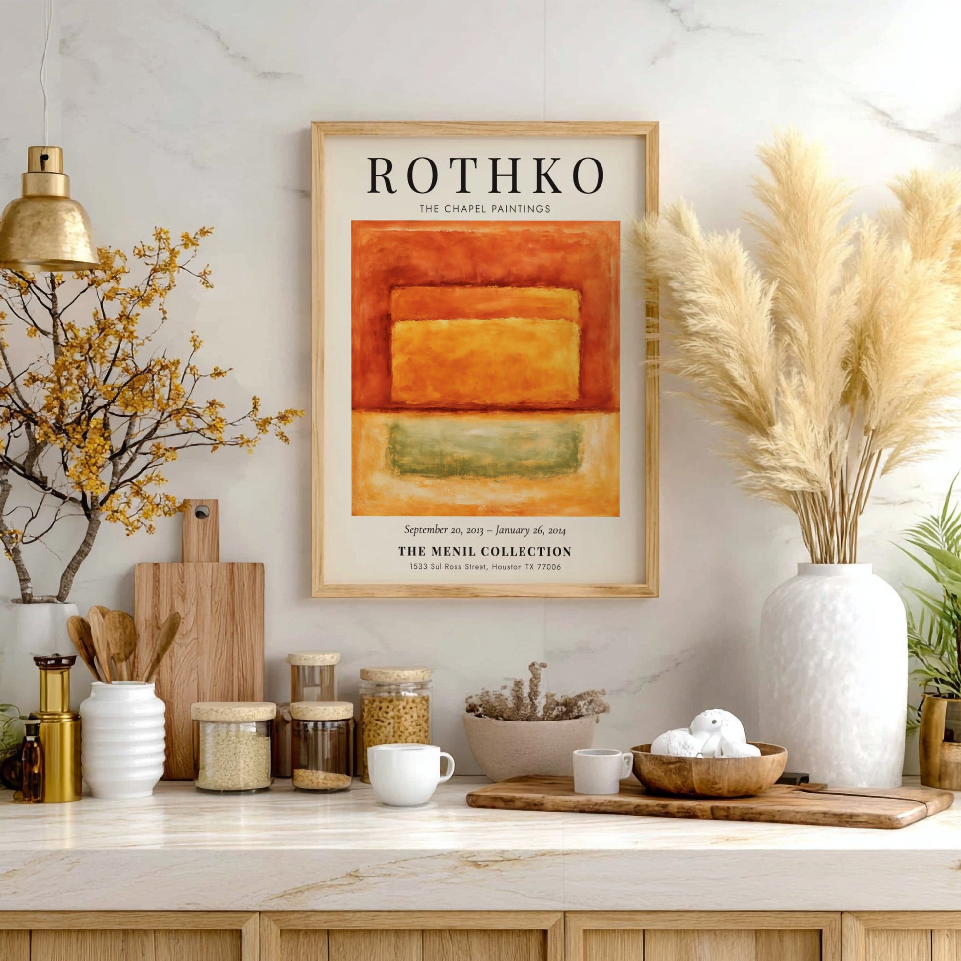 Wall art poster featuring Mark Rothko The Chapel Paintings with orange and green blocks