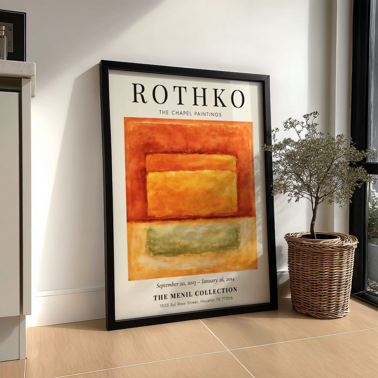 Wall art poster featuring Mark Rothko The Chapel Paintings with orange and green blocks