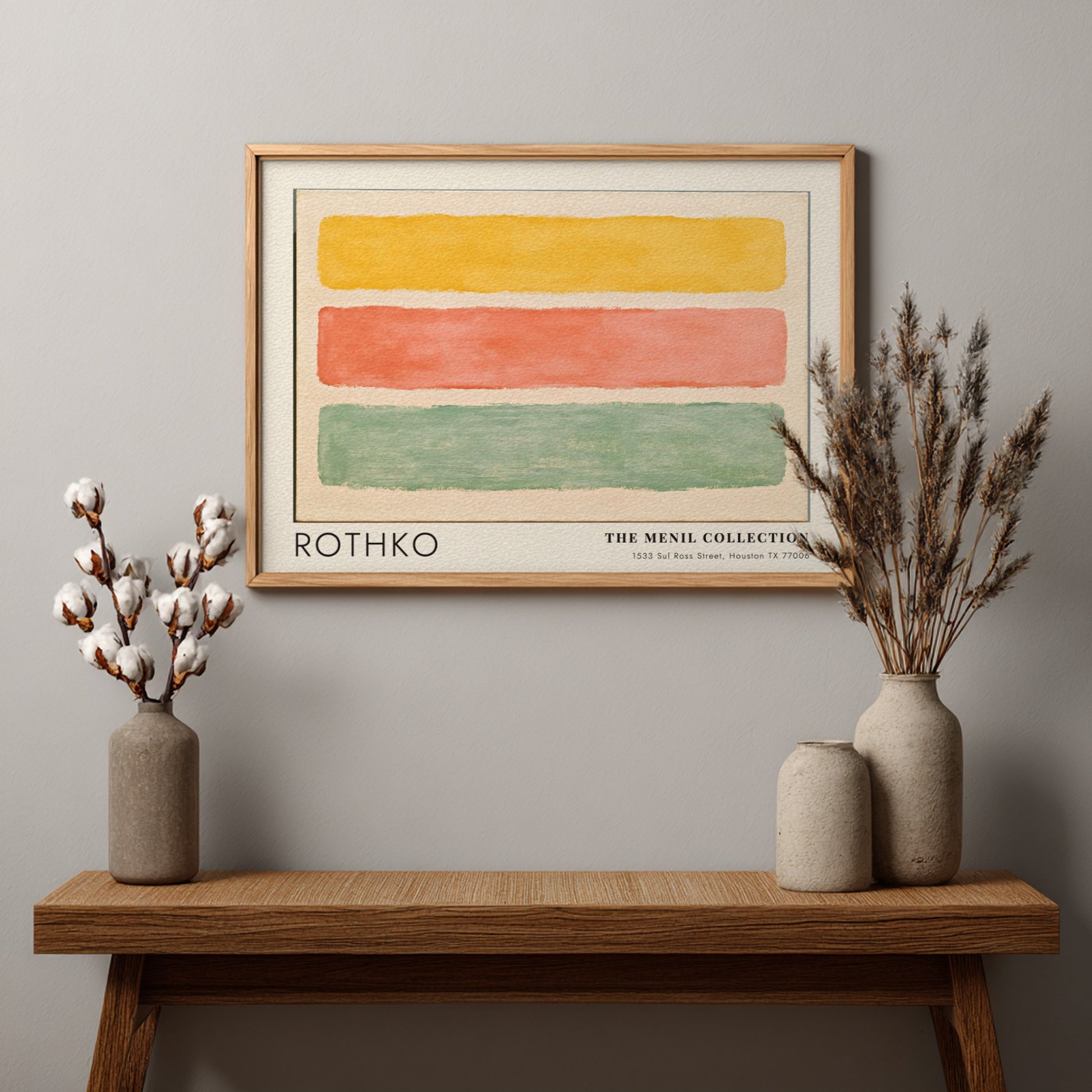 Wall art poster featuring Mark Rothko Menil Collection abstract horizontal stripes in muted colours