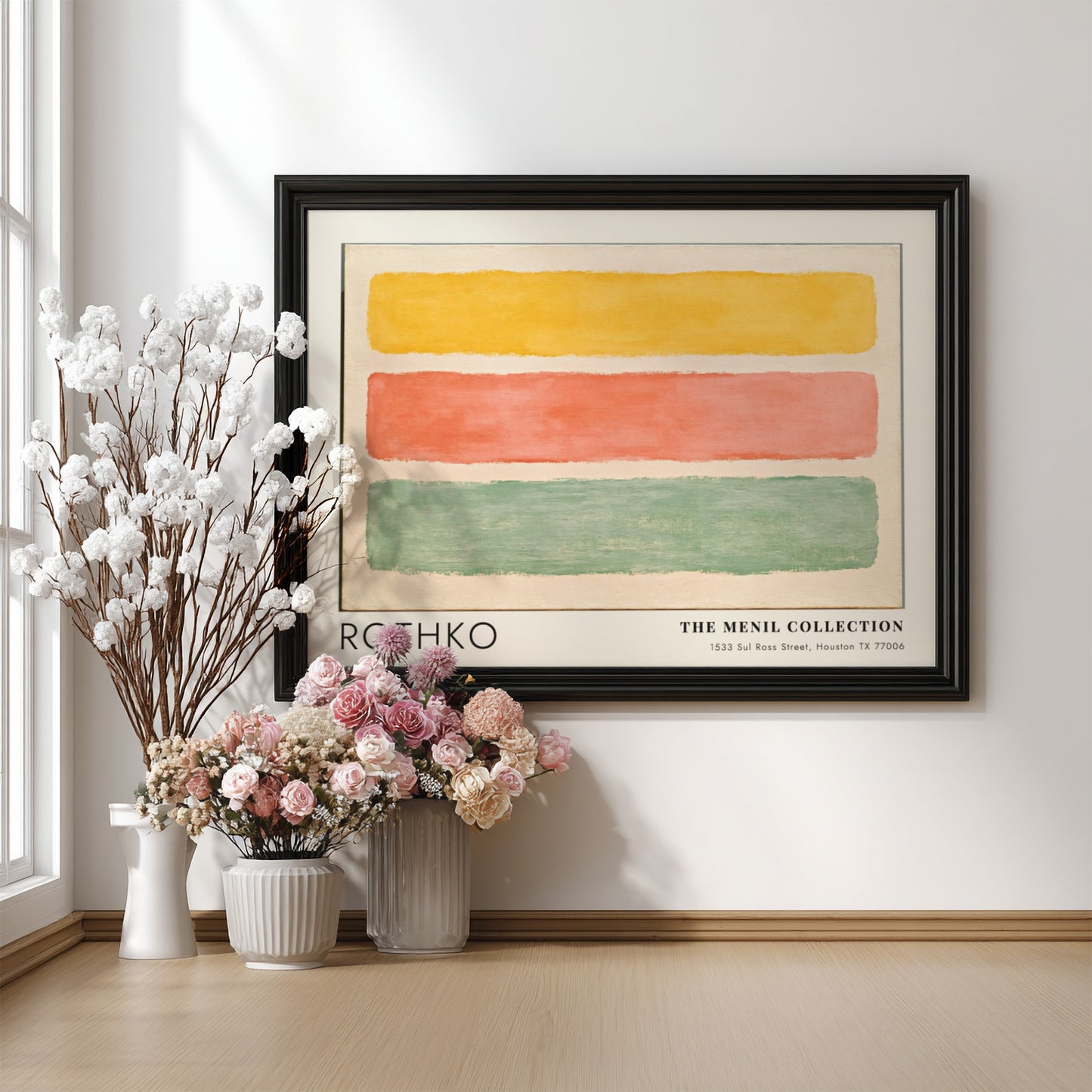 Wall art poster featuring Mark Rothko Menil Collection abstract horizontal stripes in muted colours