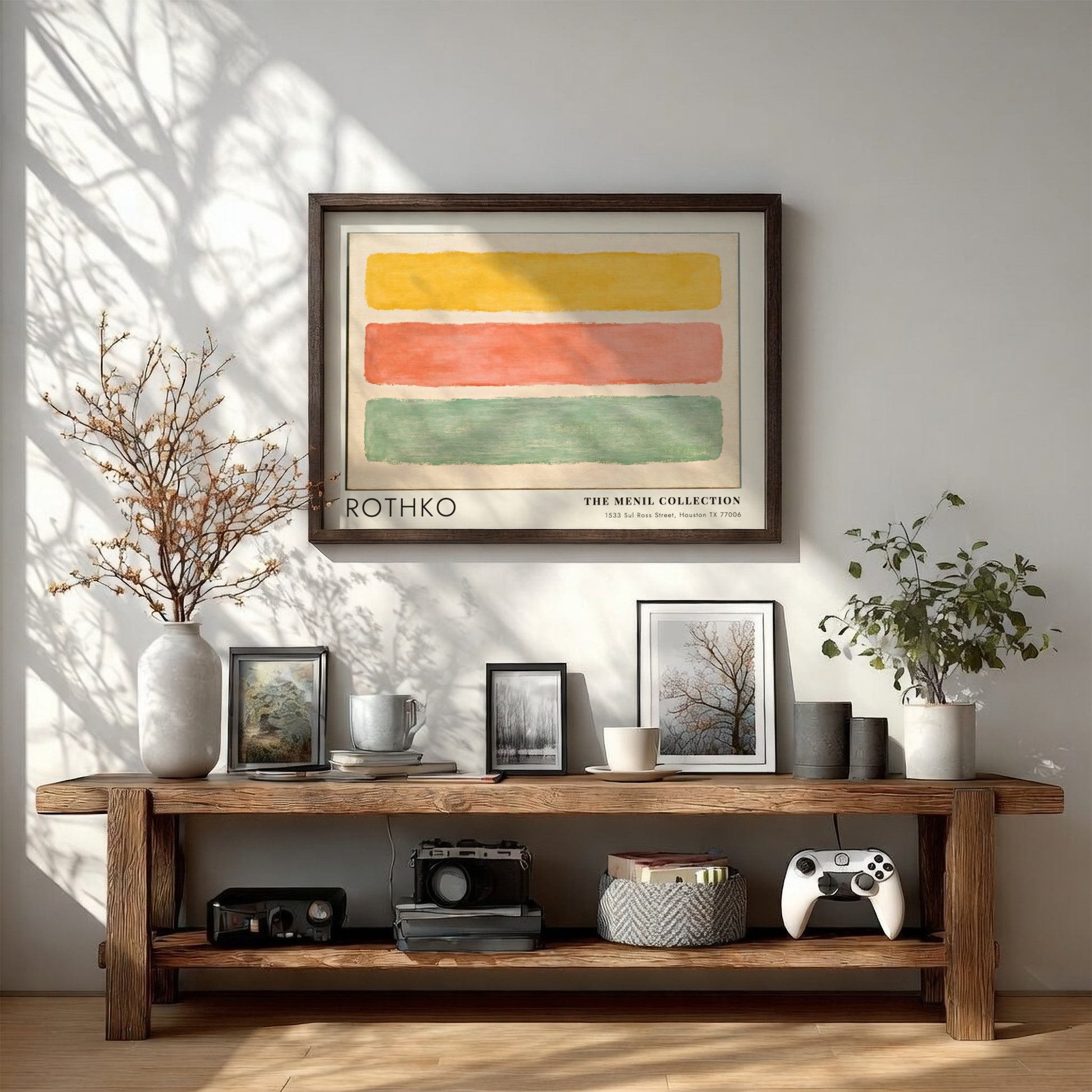 Wall art poster featuring Mark Rothko Menil Collection abstract horizontal stripes in muted colours
