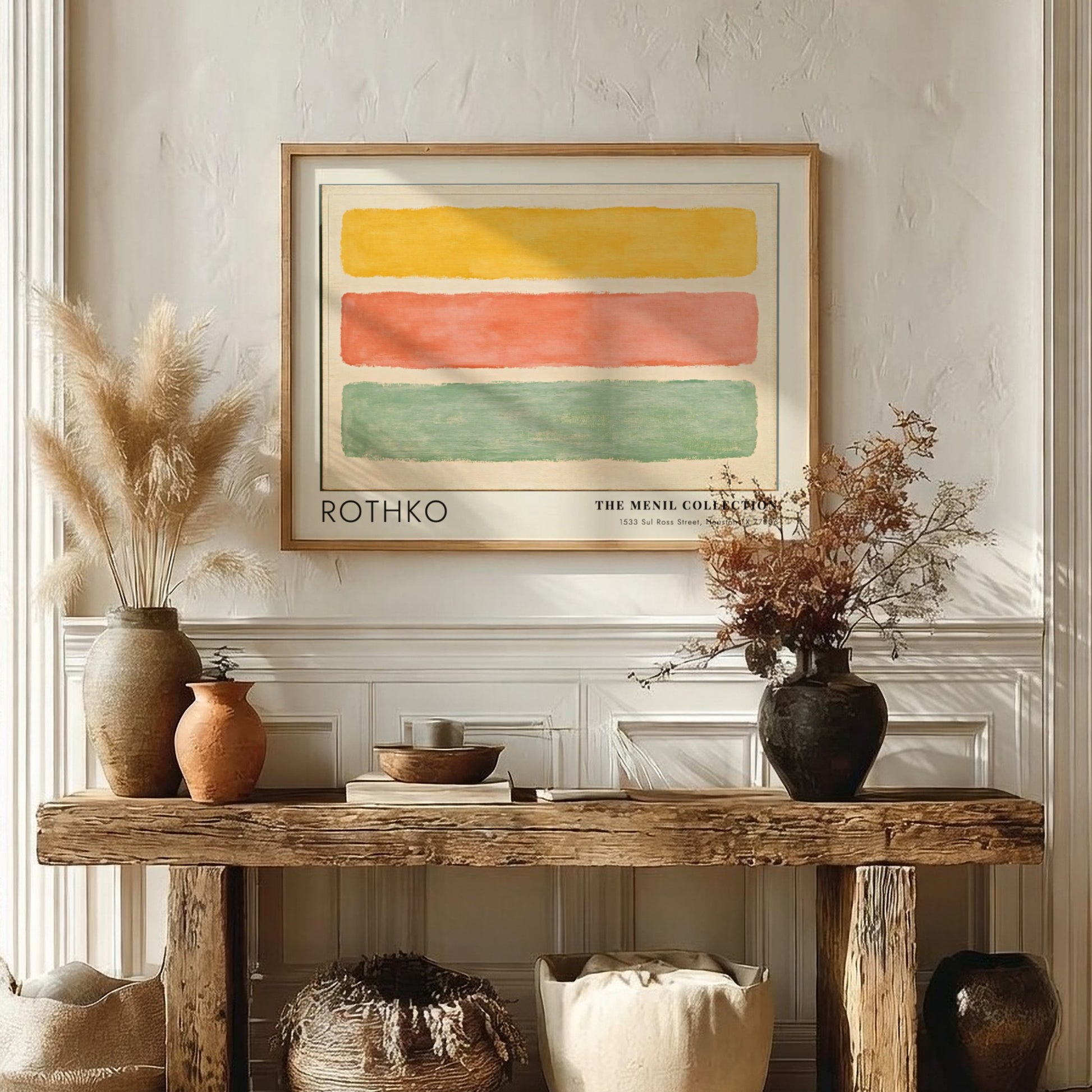 Wall art poster featuring Mark Rothko Menil Collection abstract horizontal stripes in muted colours