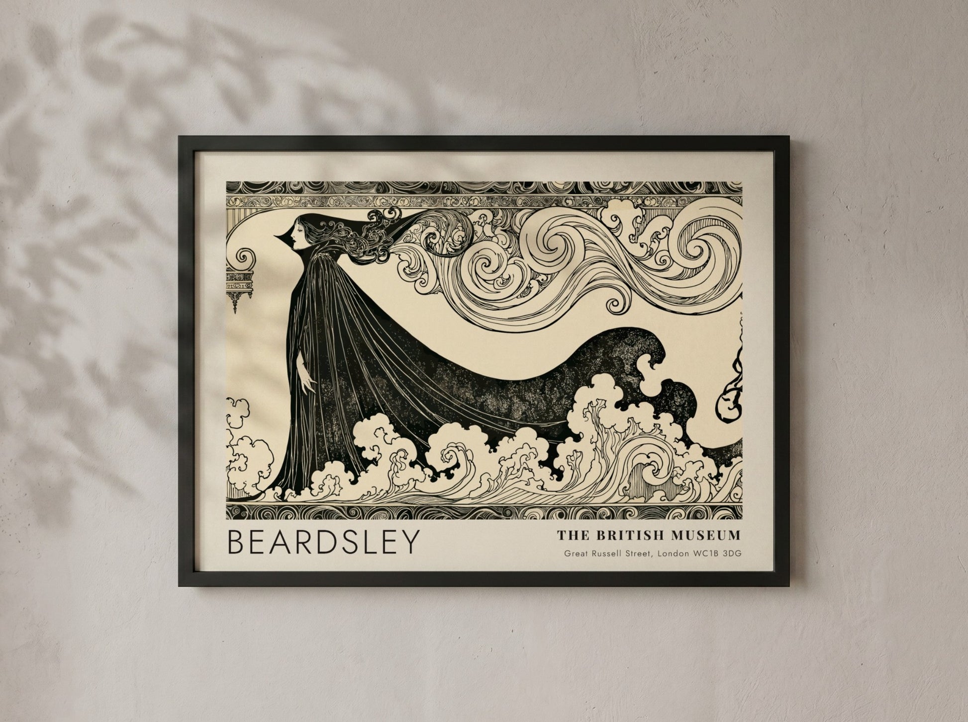 Wall art poster featuring Aubrey Beardsley's The Climax with bold black ink lines.