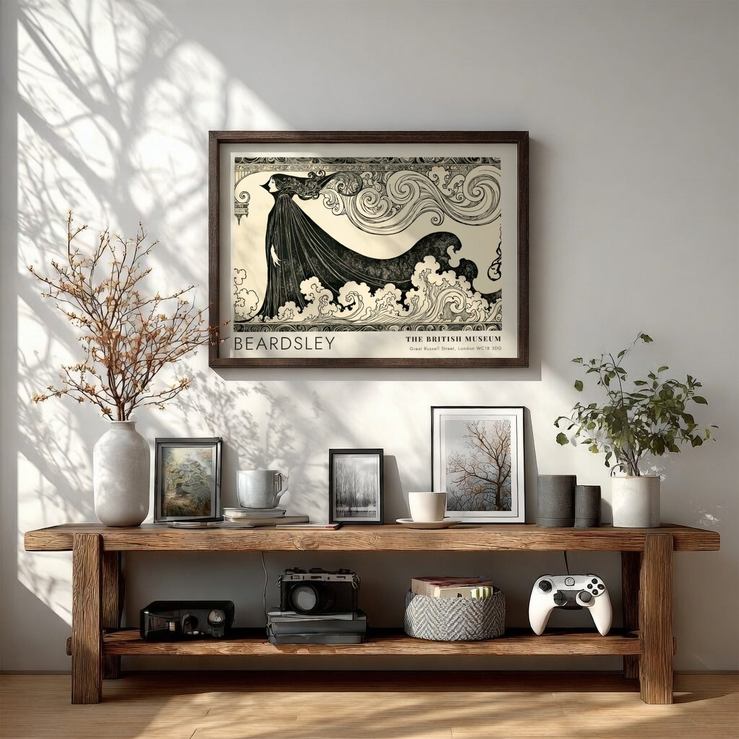 Wall art poster featuring Aubrey Beardsley's The Climax with bold black ink lines.