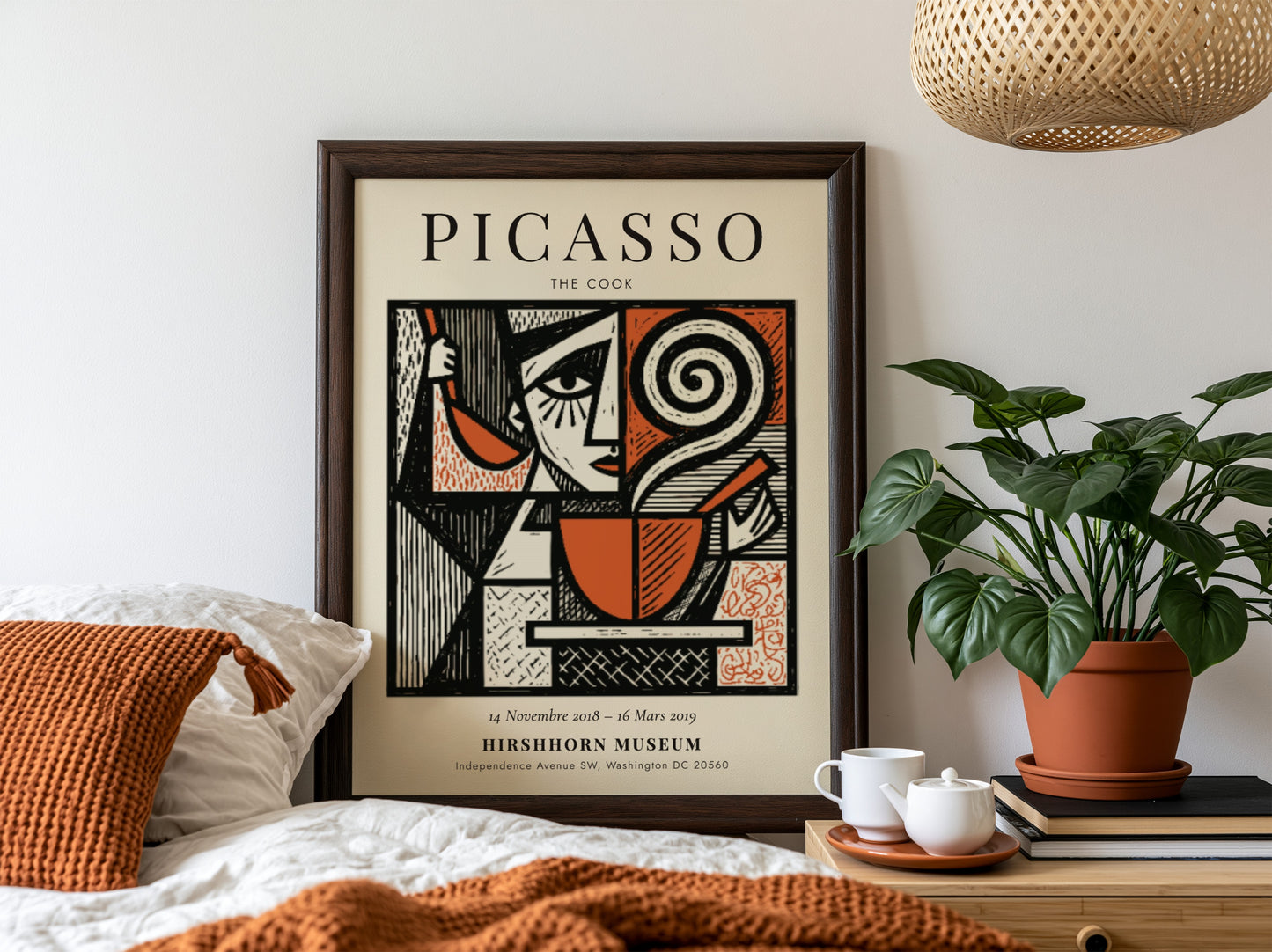 Picasso inspired poster featuring The Cook in bold colors and abstract style