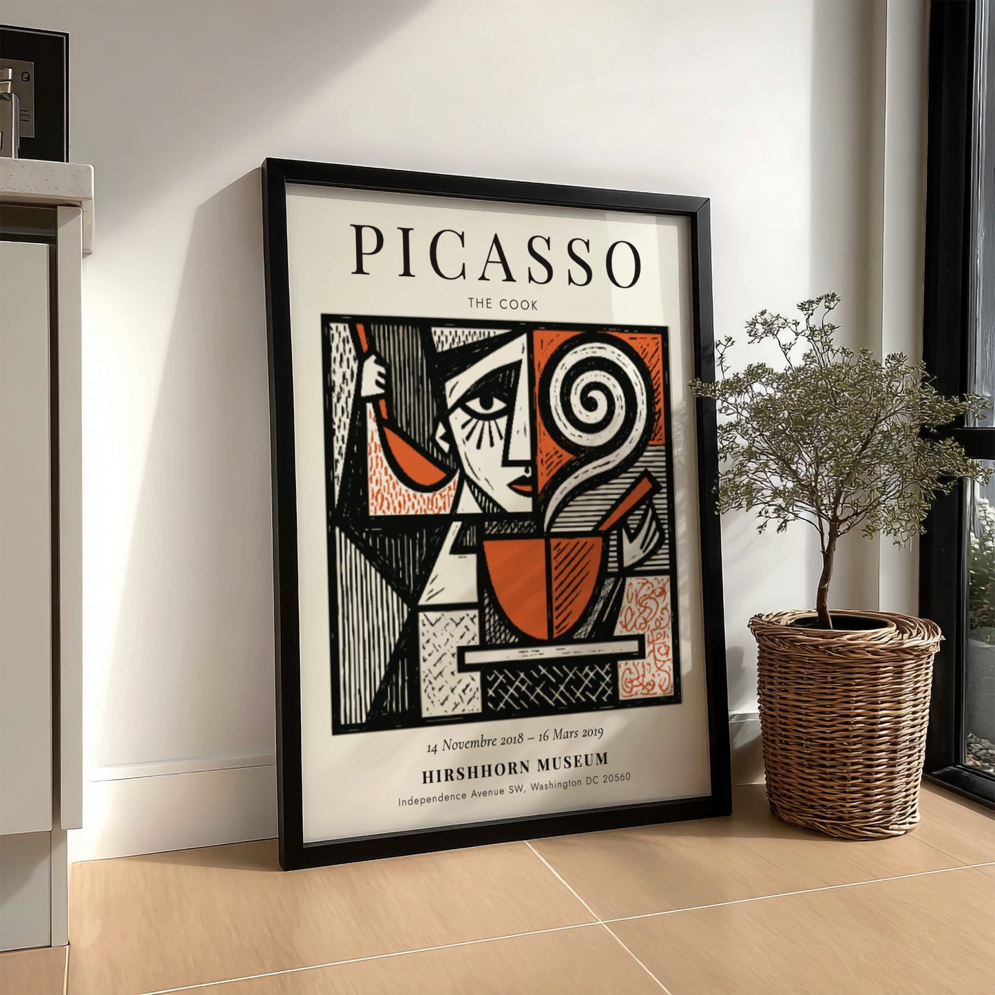 Picasso inspired poster featuring The Cook in bold colors and abstract style