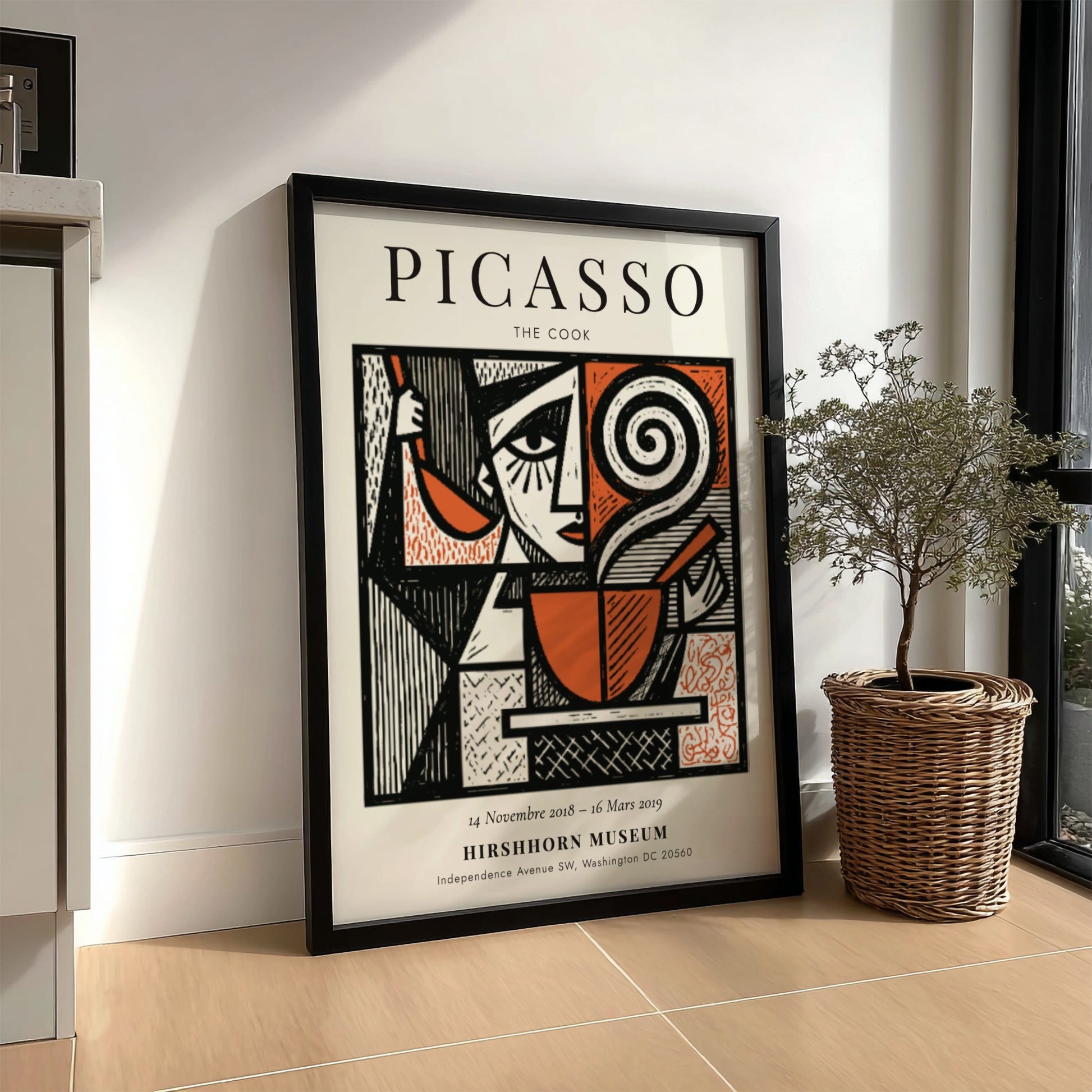 Picasso inspired poster featuring The Cook in bold colors and abstract style