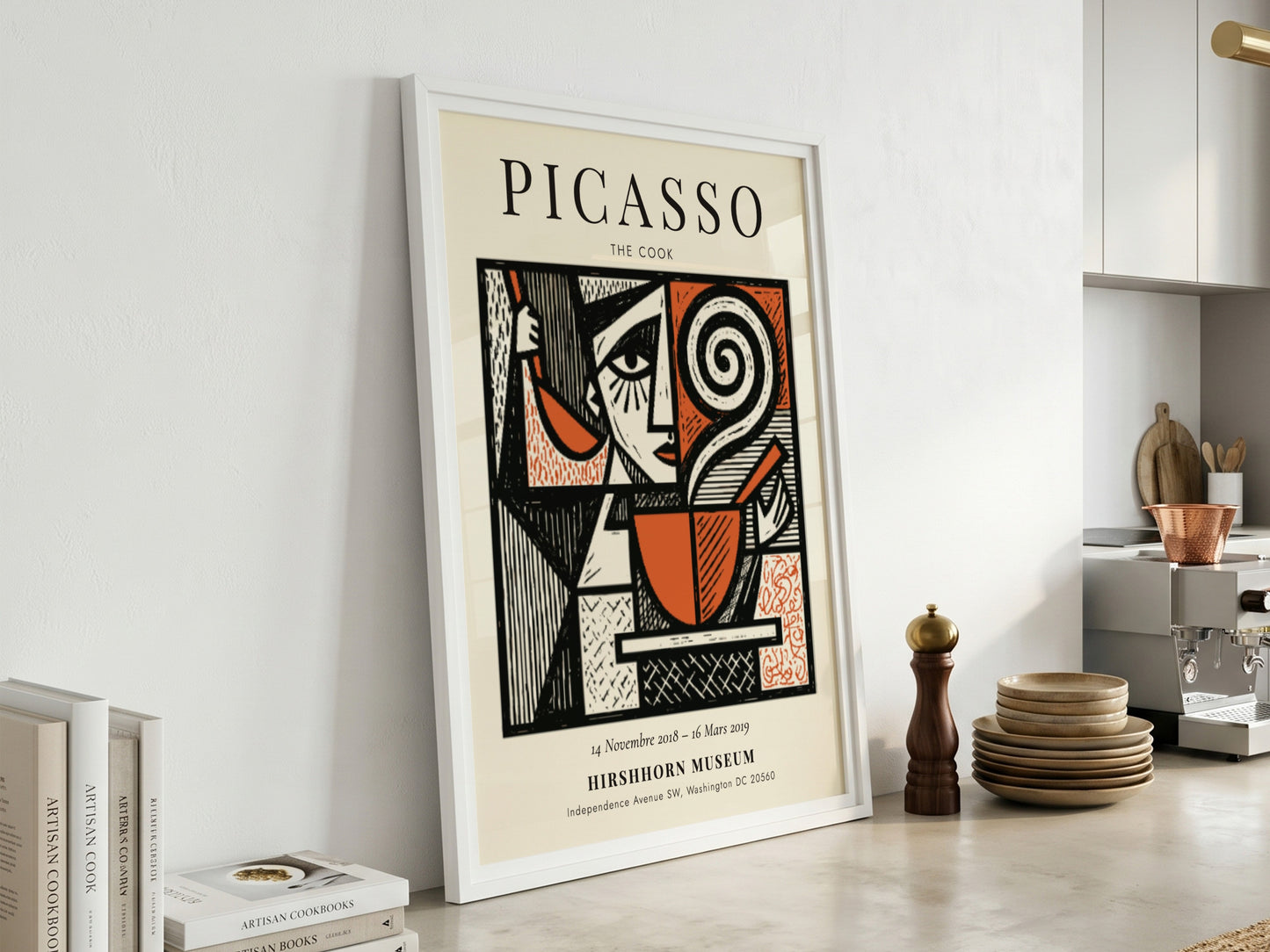 Picasso inspired poster featuring The Cook in bold colors and abstract style
