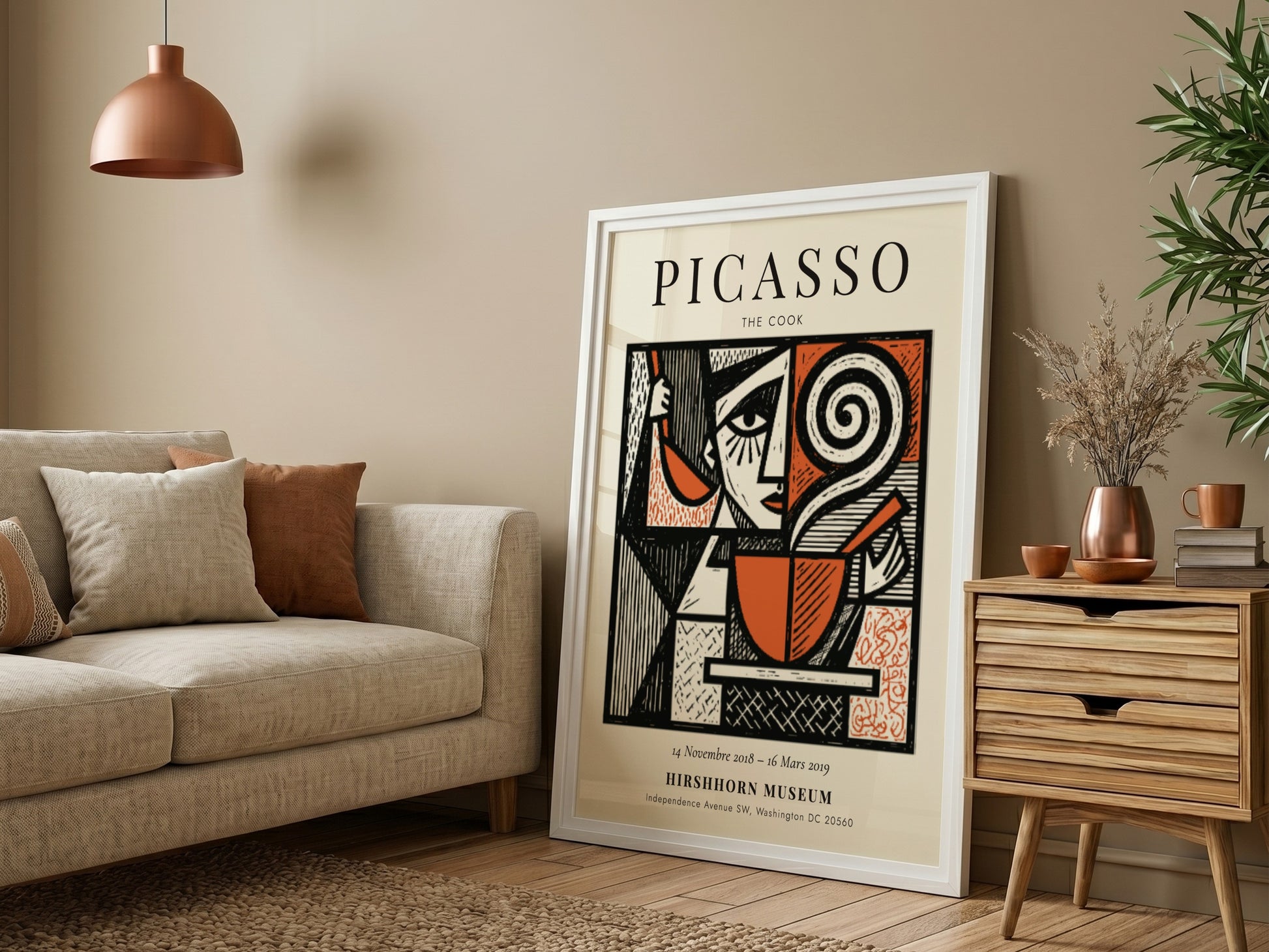 Picasso inspired poster featuring The Cook in bold colors and abstract style