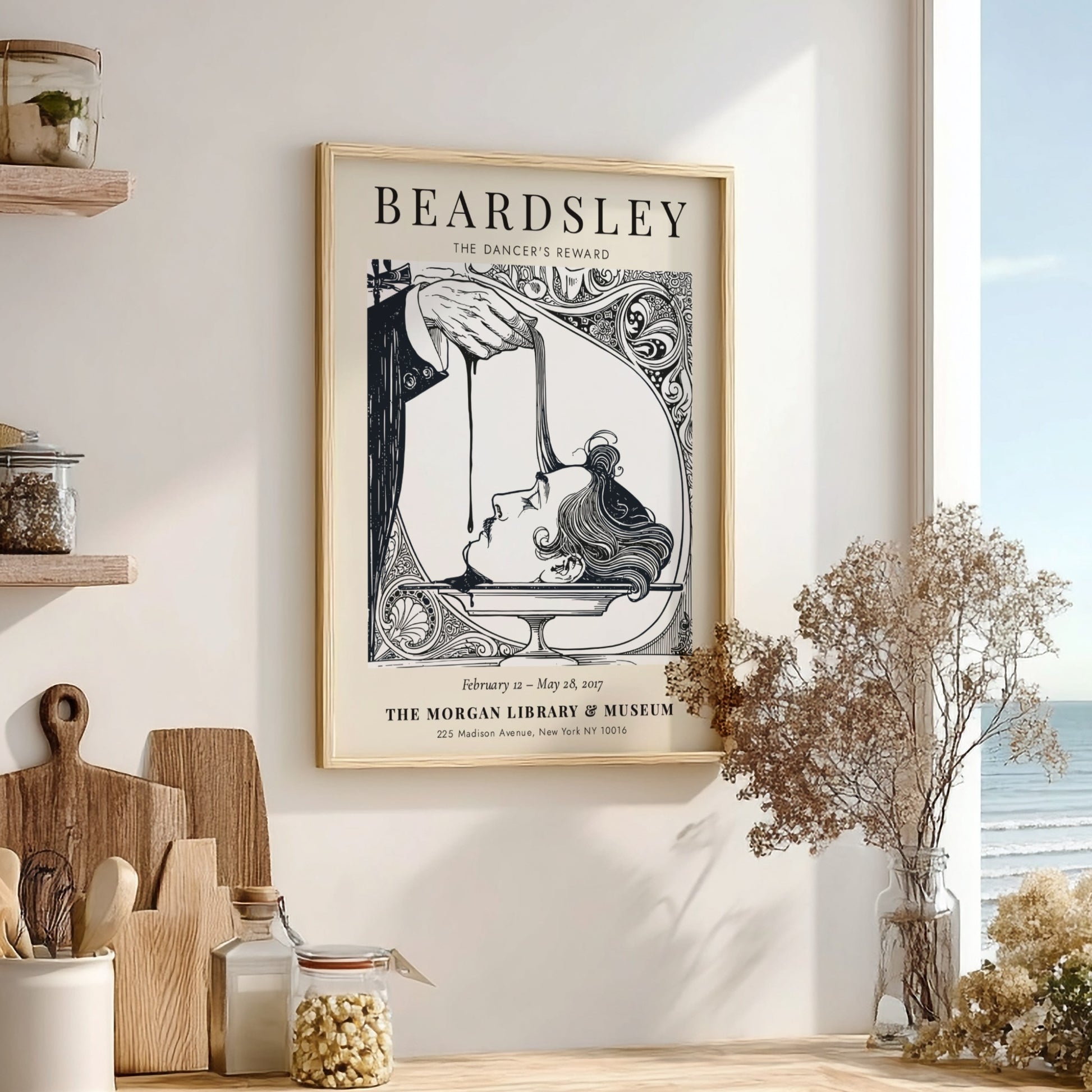 Aubrey Beardsley poster featuring The Dancer's Reward with intricate line work and dramatic contrasts