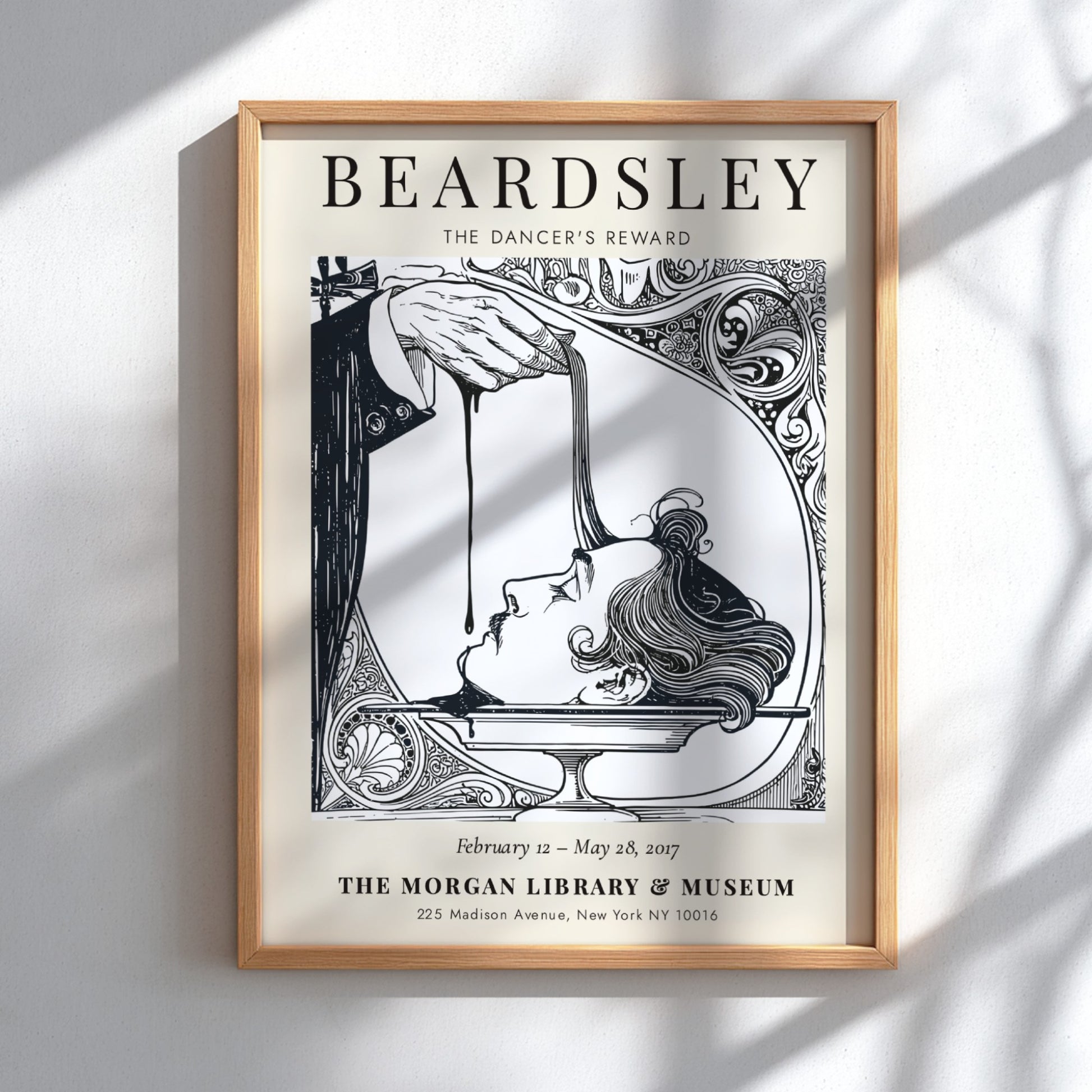 Aubrey Beardsley poster featuring The Dancer's Reward with intricate line work and dramatic contrasts
