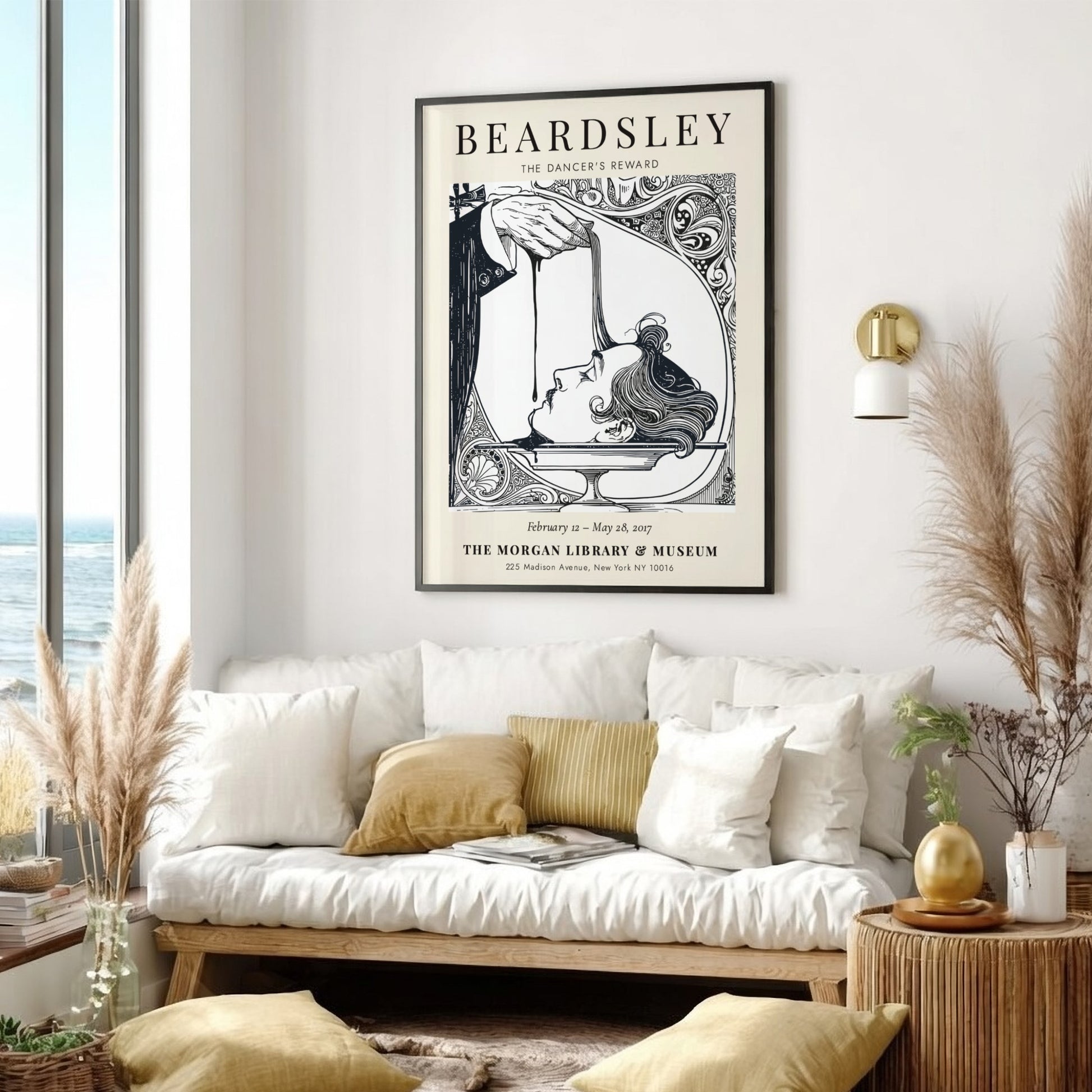 Aubrey Beardsley poster featuring The Dancer's Reward with intricate line work and dramatic contrasts