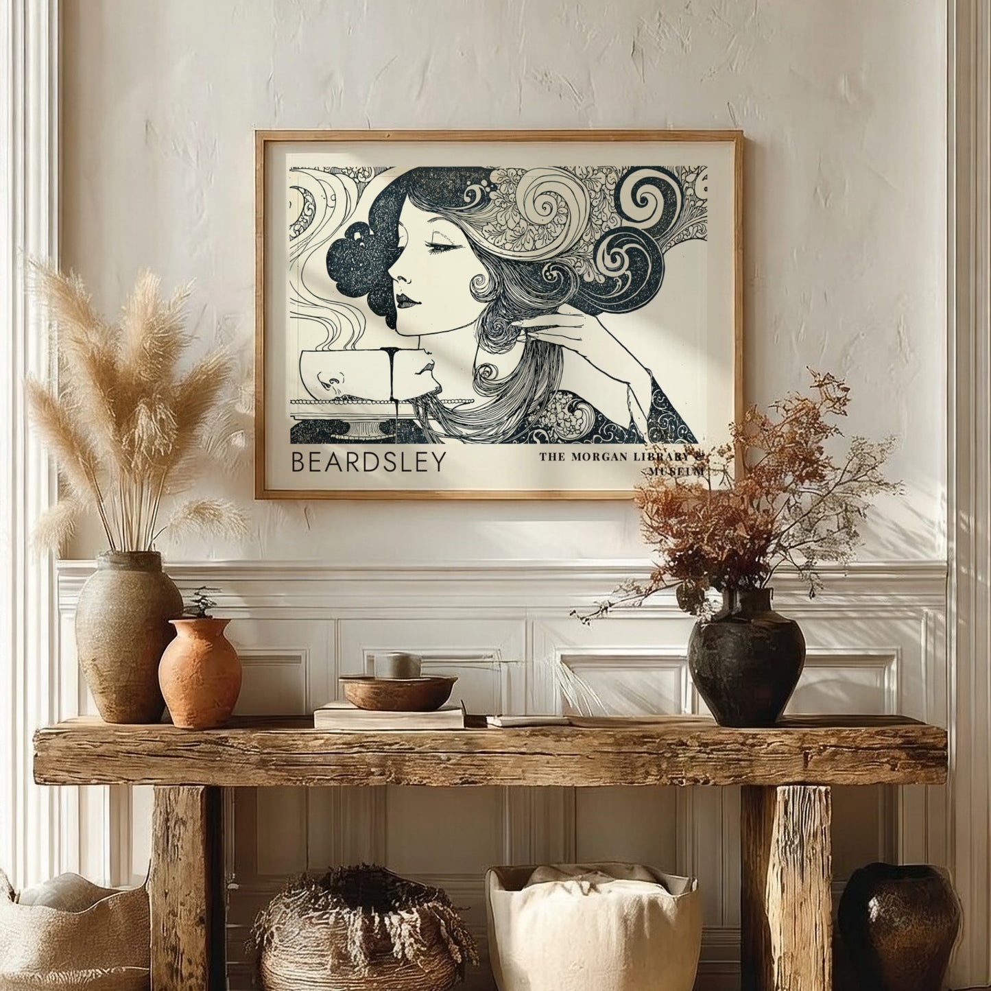 Wall art poster featuring Aubrey Beardsley design for The Morgan Library and Museum display