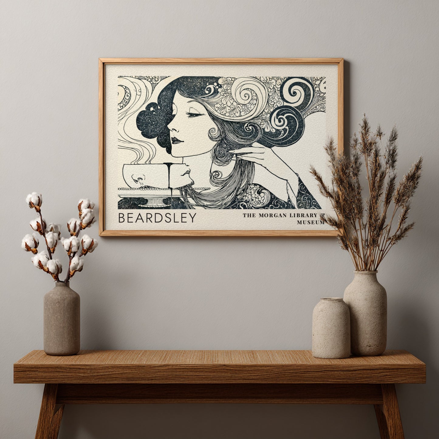 Wall art poster featuring Aubrey Beardsley design for The Morgan Library and Museum display