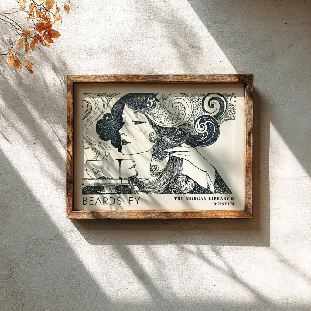 Wall art poster featuring Aubrey Beardsley design for The Morgan Library and Museum display