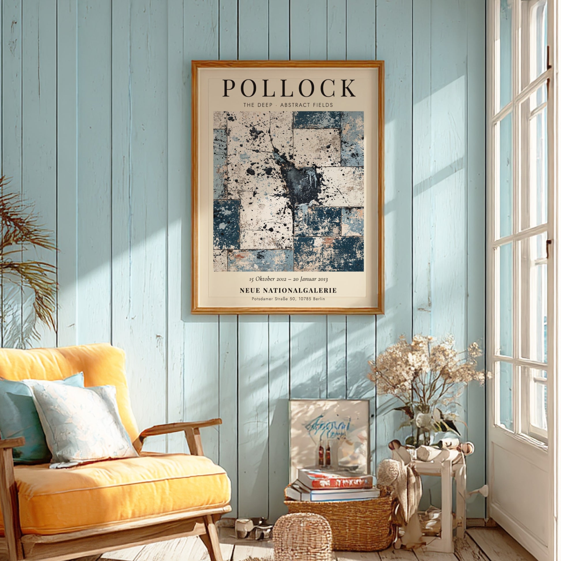 Wall art poster featuring Jackson Pollock The Deep exhibition with blue abstract fields