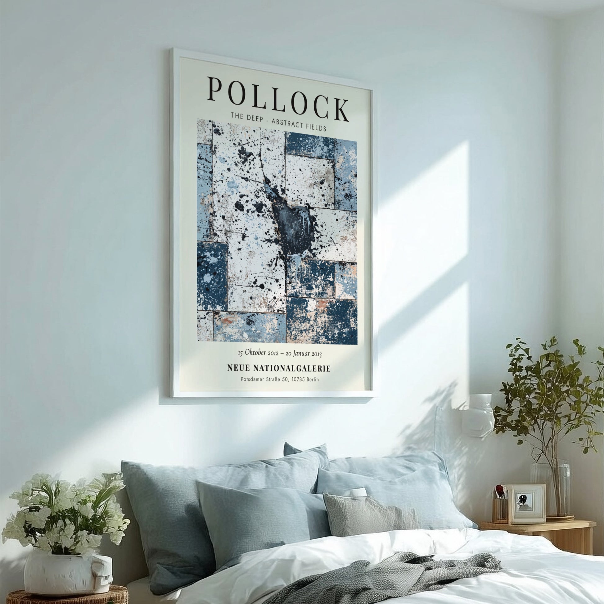 Wall art poster featuring Jackson Pollock The Deep exhibition with blue abstract fields