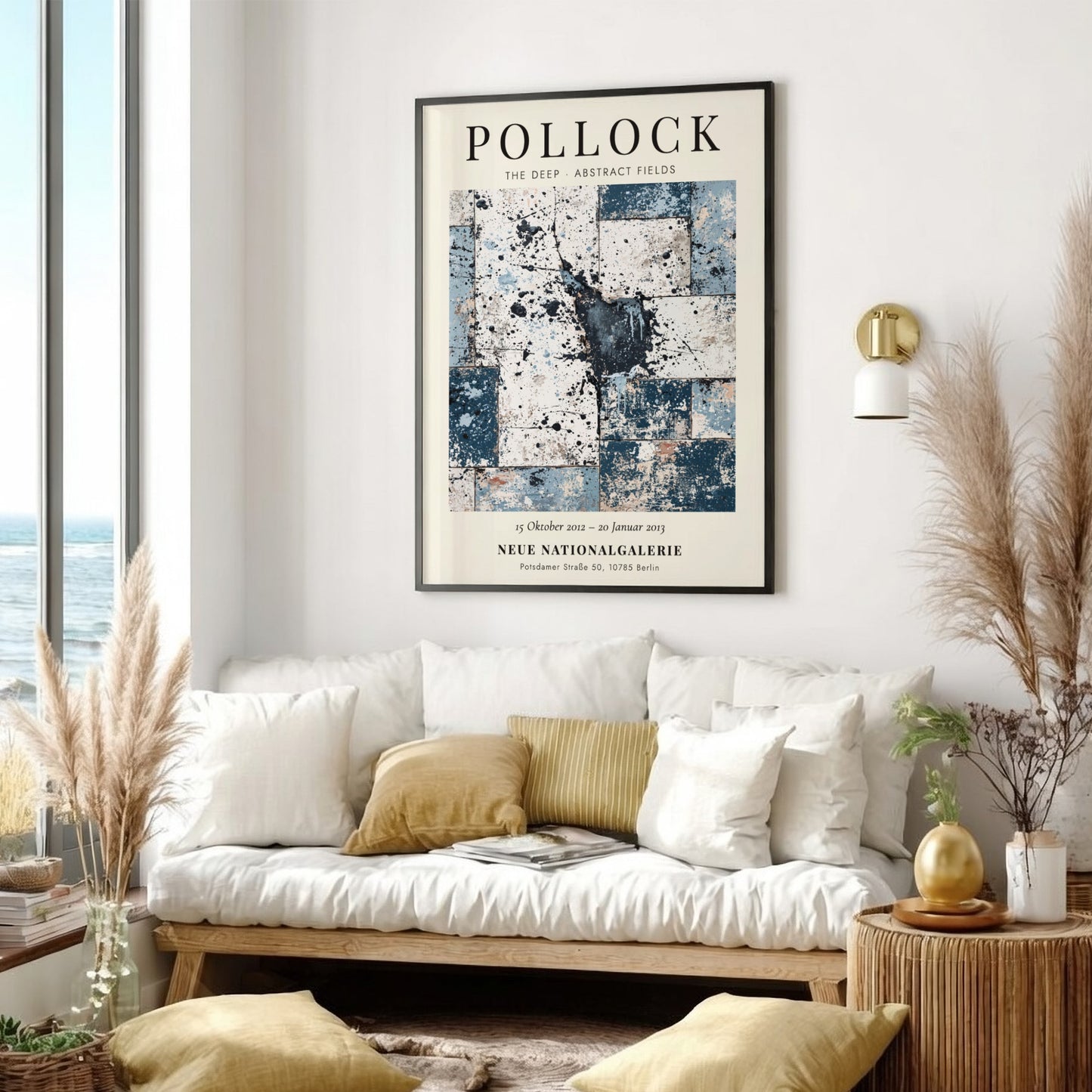 Wall art poster featuring Jackson Pollock The Deep exhibition with blue abstract fields