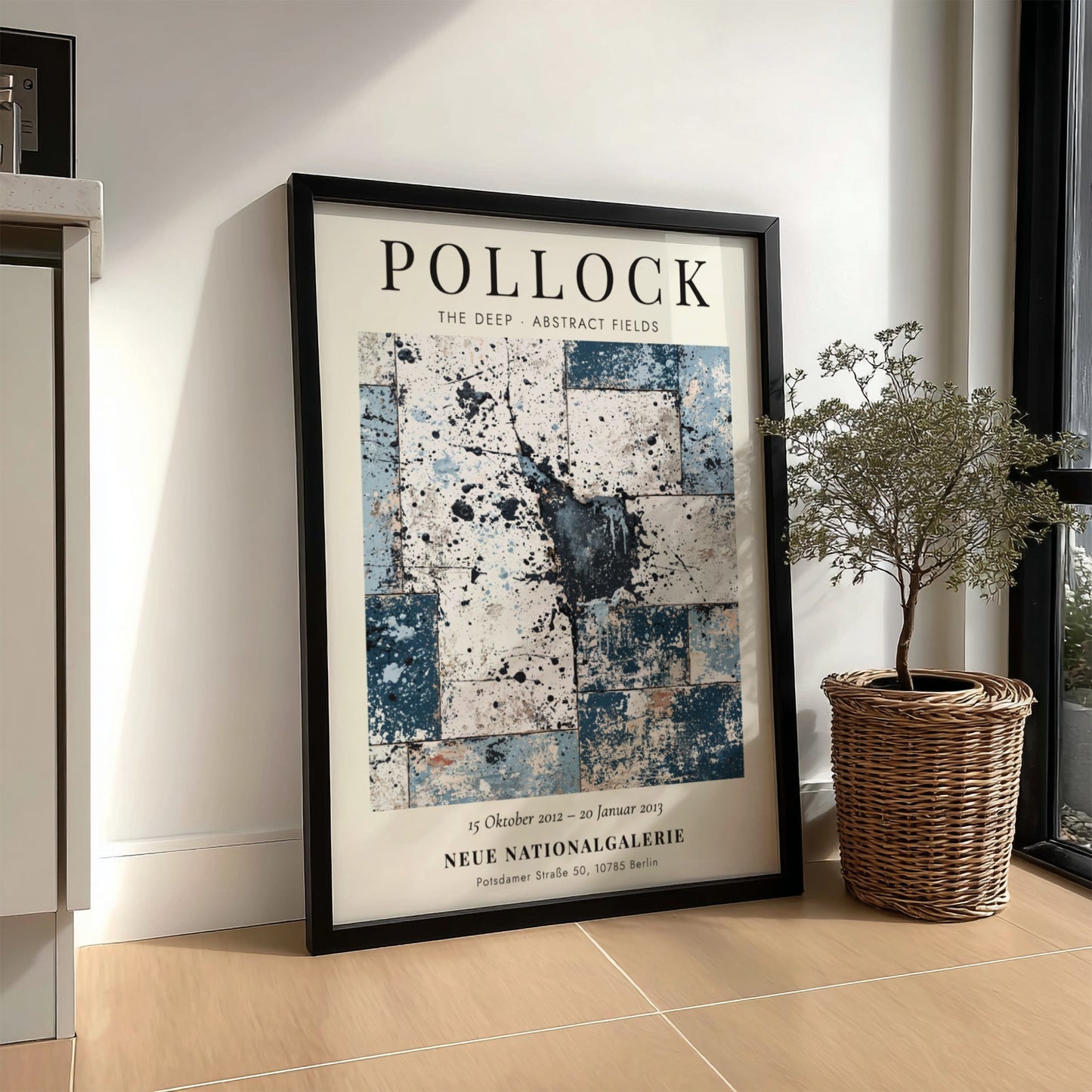 Wall art poster featuring Jackson Pollock The Deep exhibition with blue abstract fields