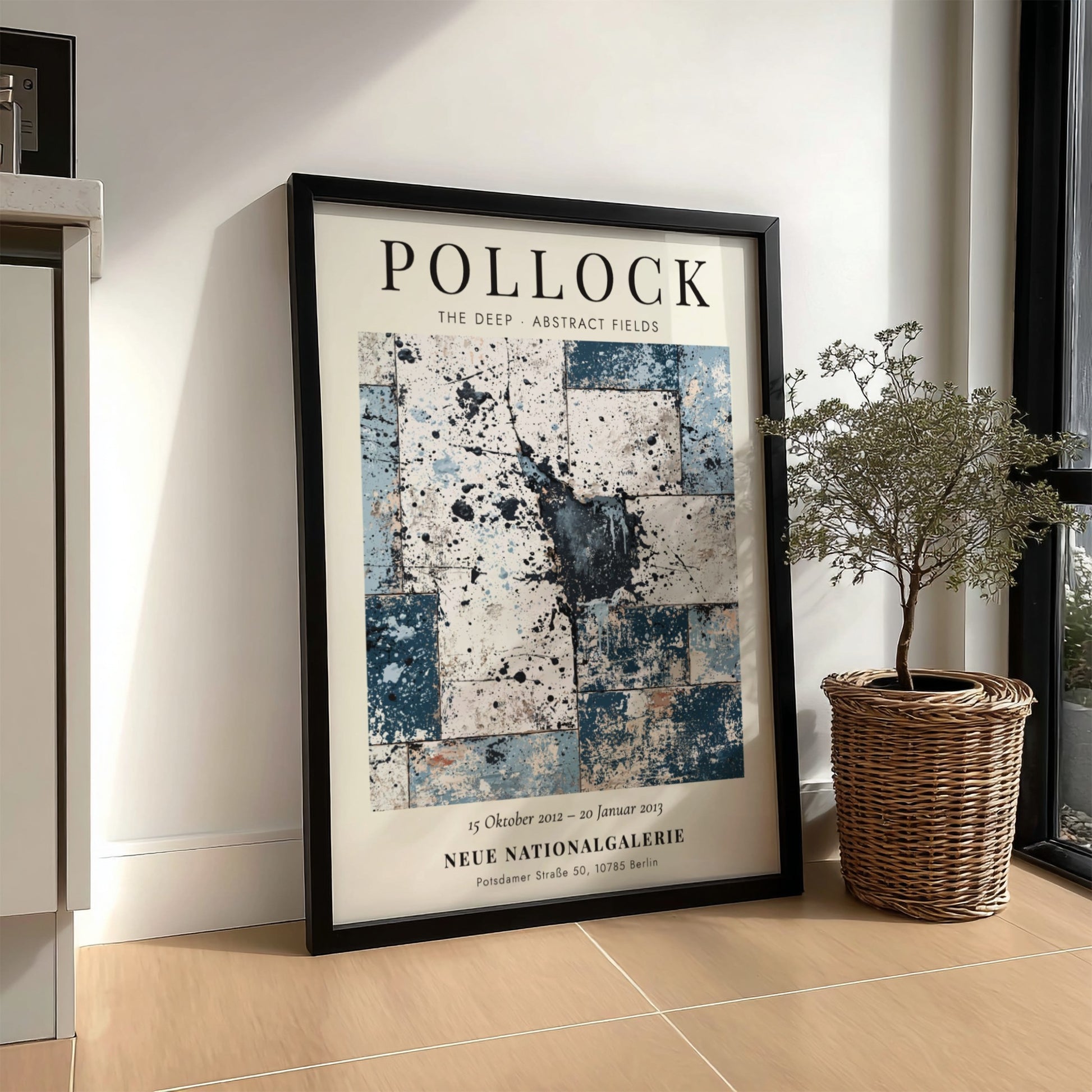 Wall art poster featuring Jackson Pollock The Deep exhibition with blue abstract fields