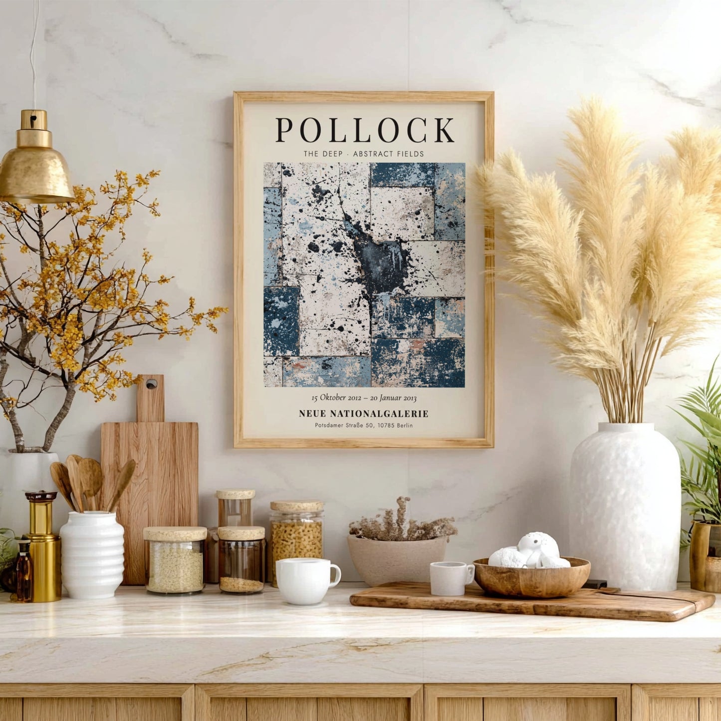 Wall art poster featuring Jackson Pollock The Deep exhibition with blue abstract fields