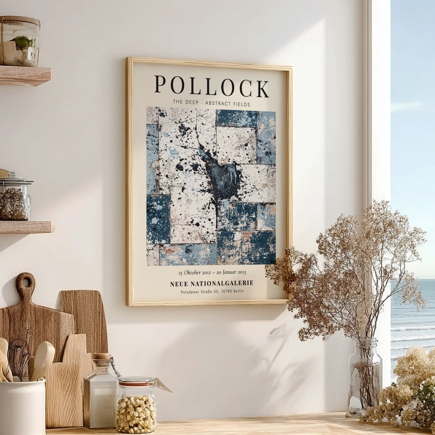 Wall art poster featuring Jackson Pollock The Deep exhibition with blue abstract fields