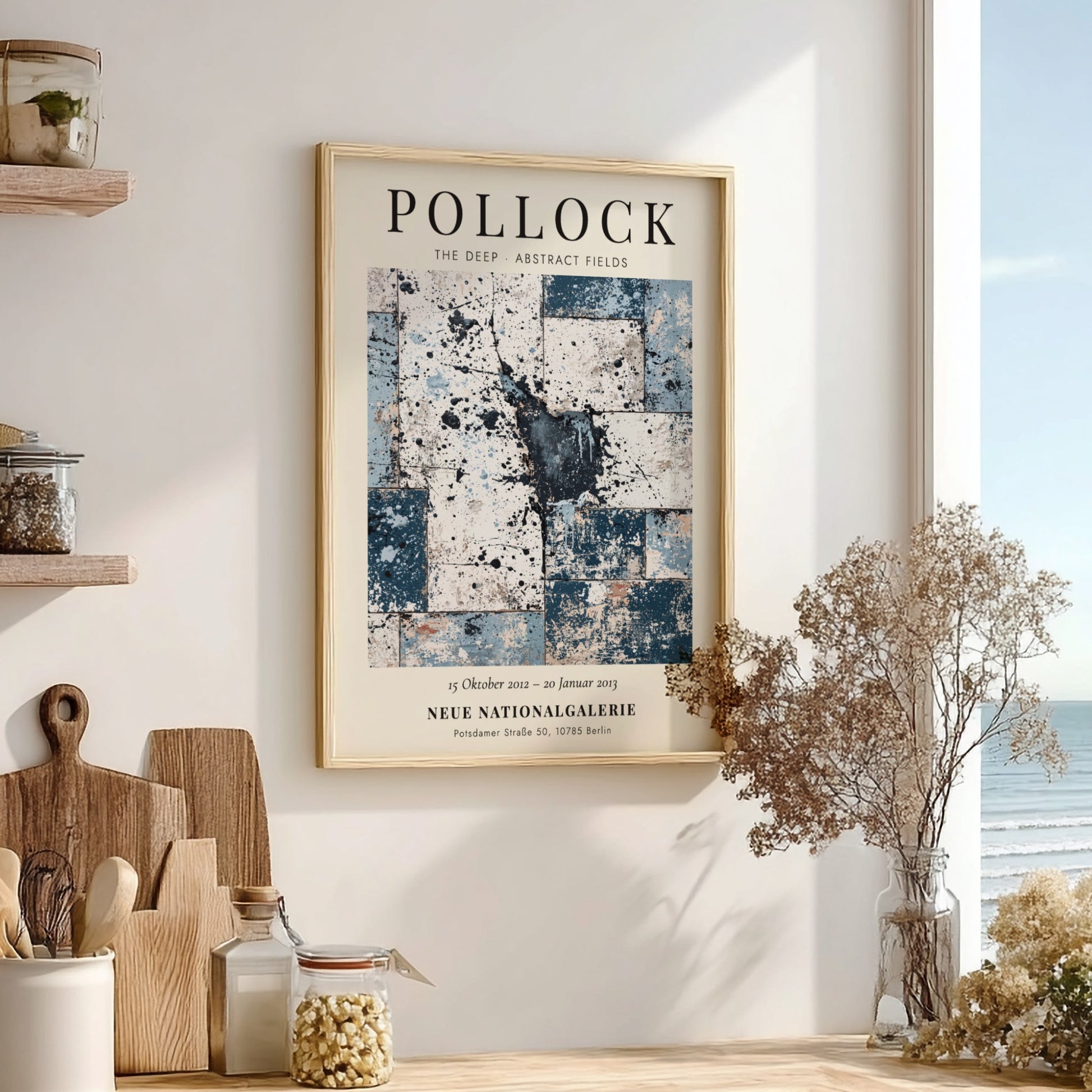 Wall art poster featuring Jackson Pollock The Deep exhibition with blue abstract fields