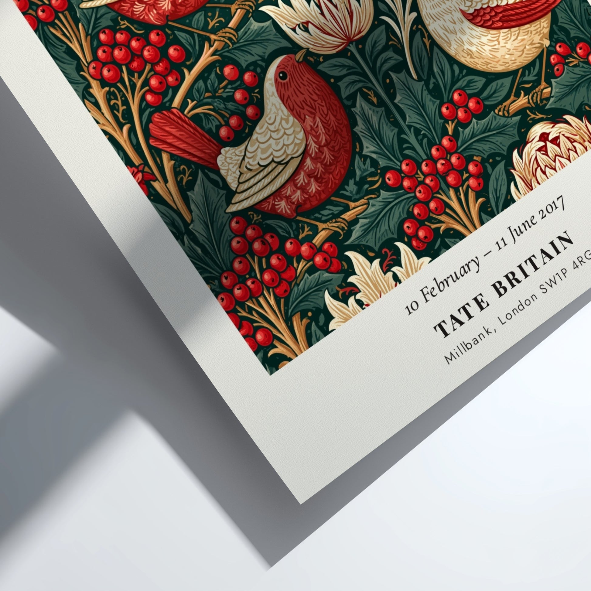 William Morris Poster featuring vibrant birds and foliage in rich colours
