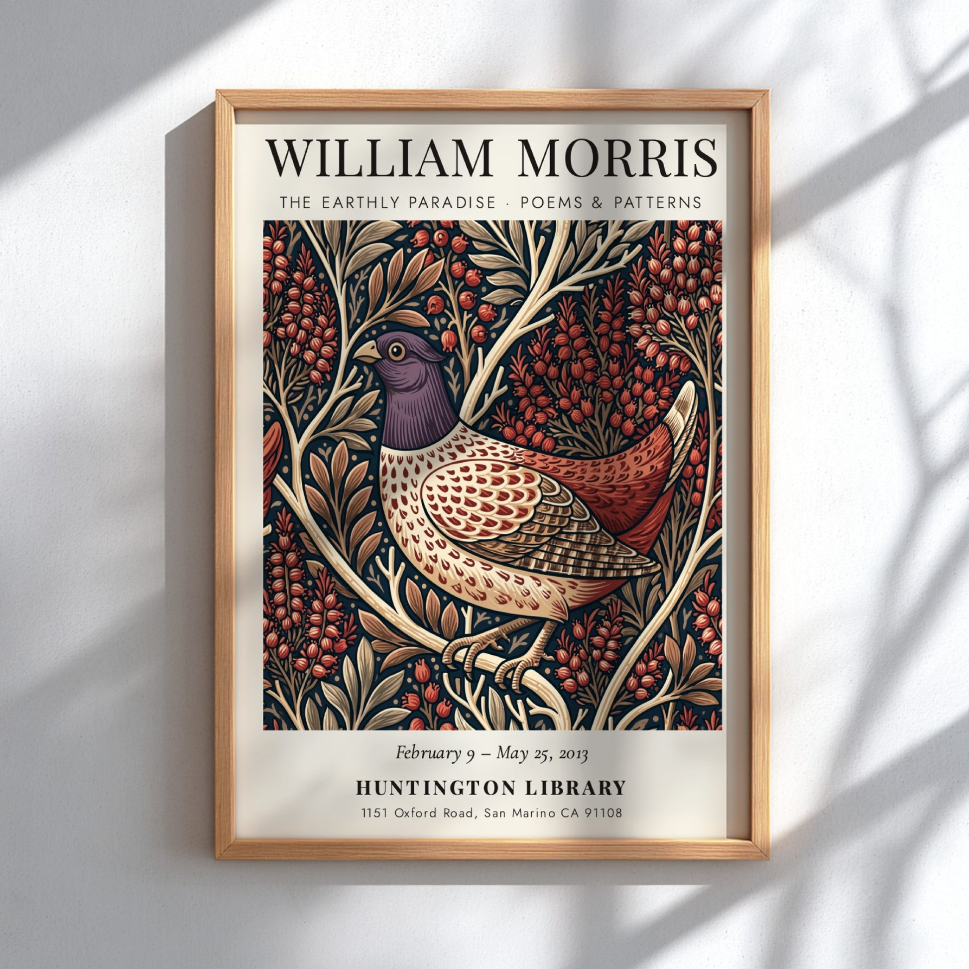 William Morris poster featuring The Earthly Paradise design with intricate patterns and rich colors