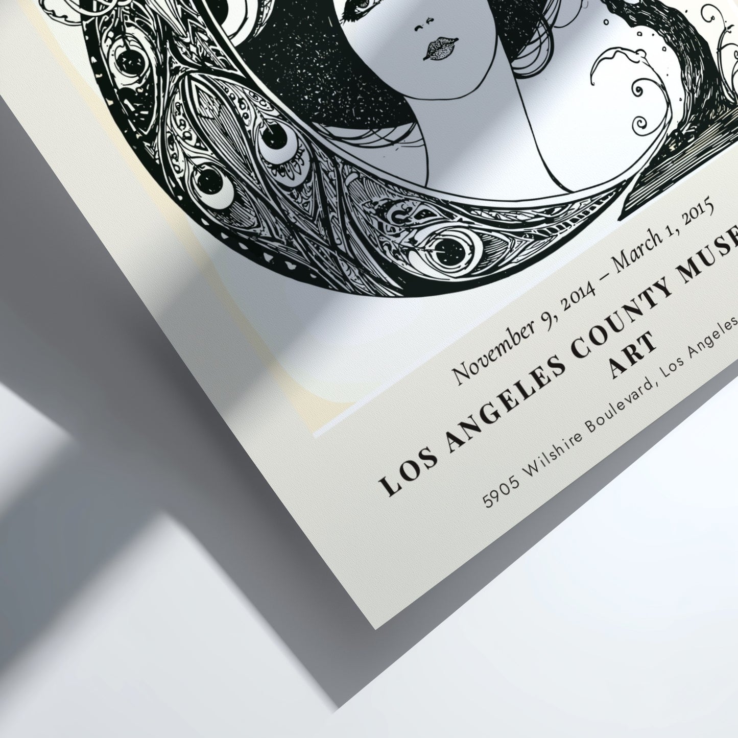 Aubrey Beardsley poster featuring The Eyes of Herod in black and white with intricate details and elegant