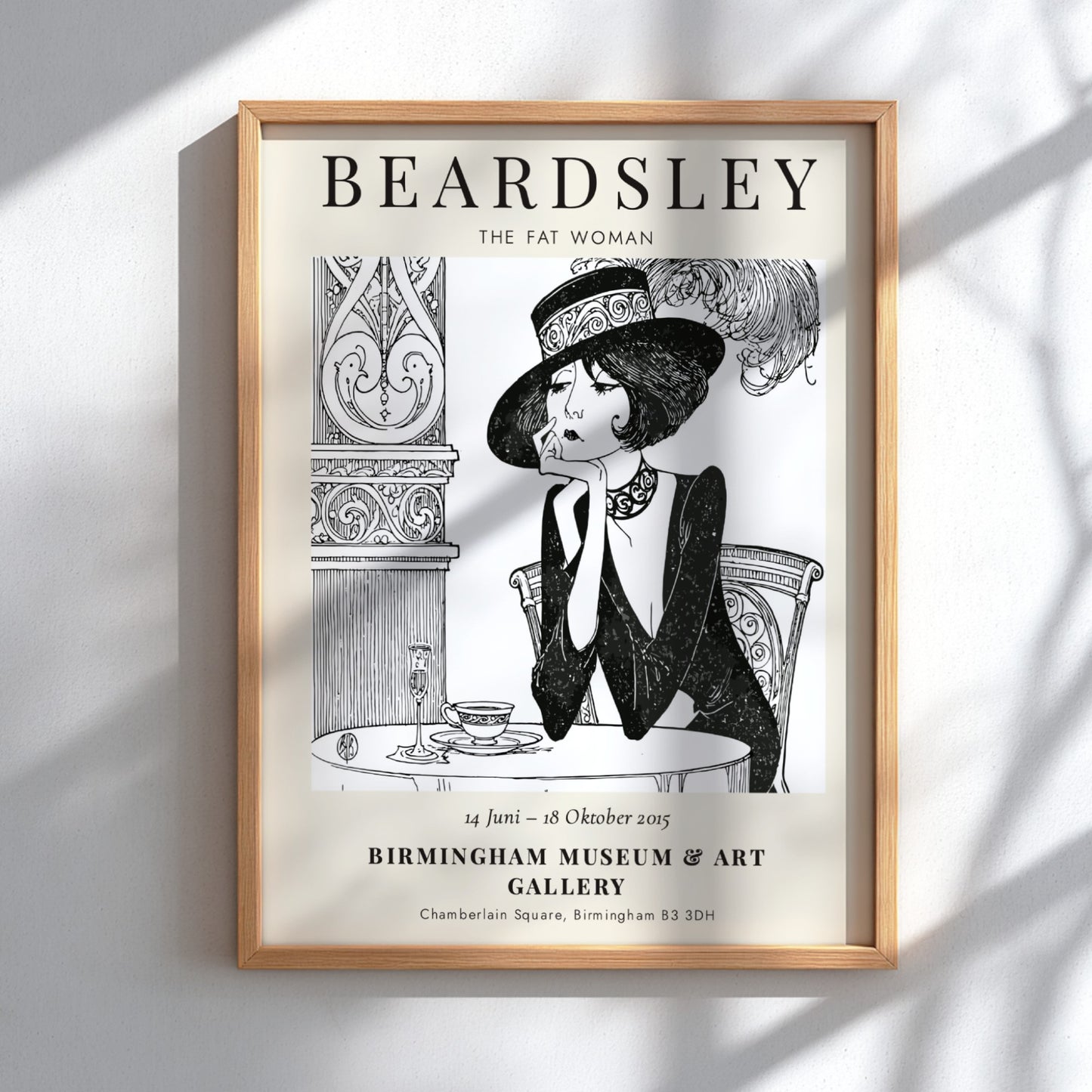 Aubrey Beardsley poster featuring The Fat Woman in intricate black and white design
