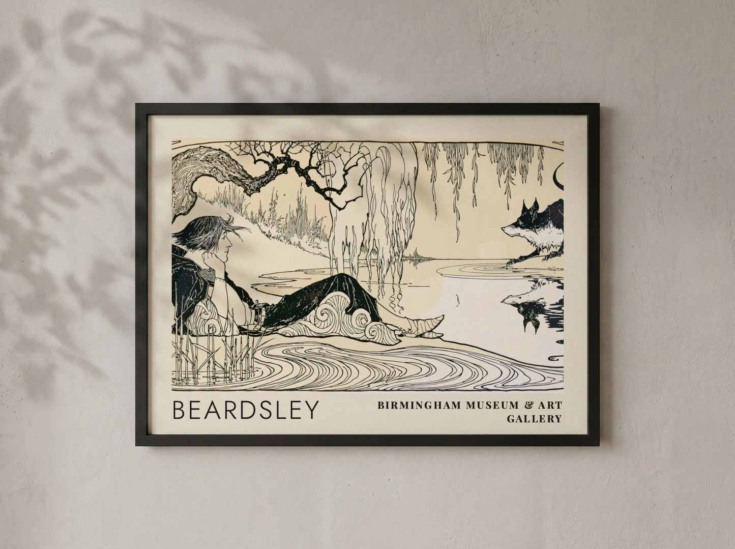 Wall art poster featuring Aubrey Beardsley illustration with a figure near the water