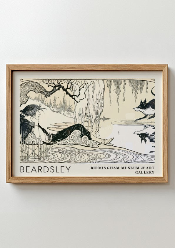 Wall art poster featuring Aubrey Beardsley illustration with a figure near the water
