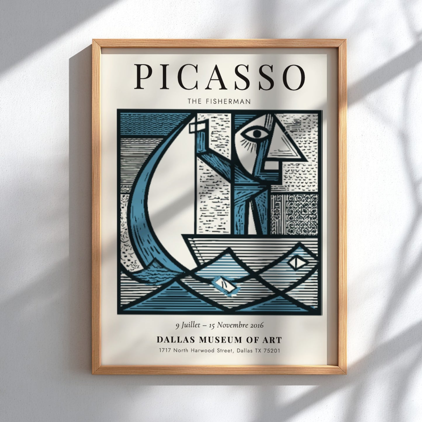 Picasso inspired poster featuring The Fisherman in geometric style with bold colors