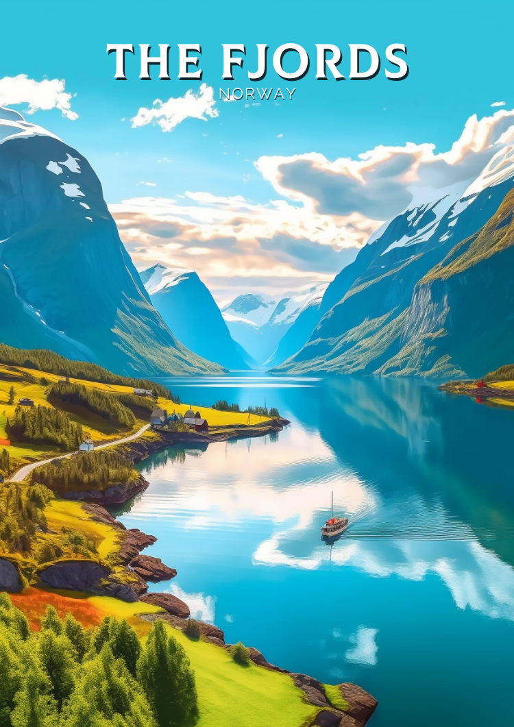 Europe THE FJORDS POSTER – NORWEGIAN ARTWORK
